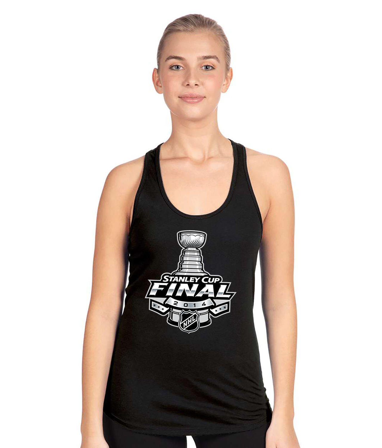 2014 NHL Stanley Cup Final - Los Angeles Kings Vs New York Rangers Hockey Logo Symbol Emblem Customized Design on Women's Racerback Tank Top