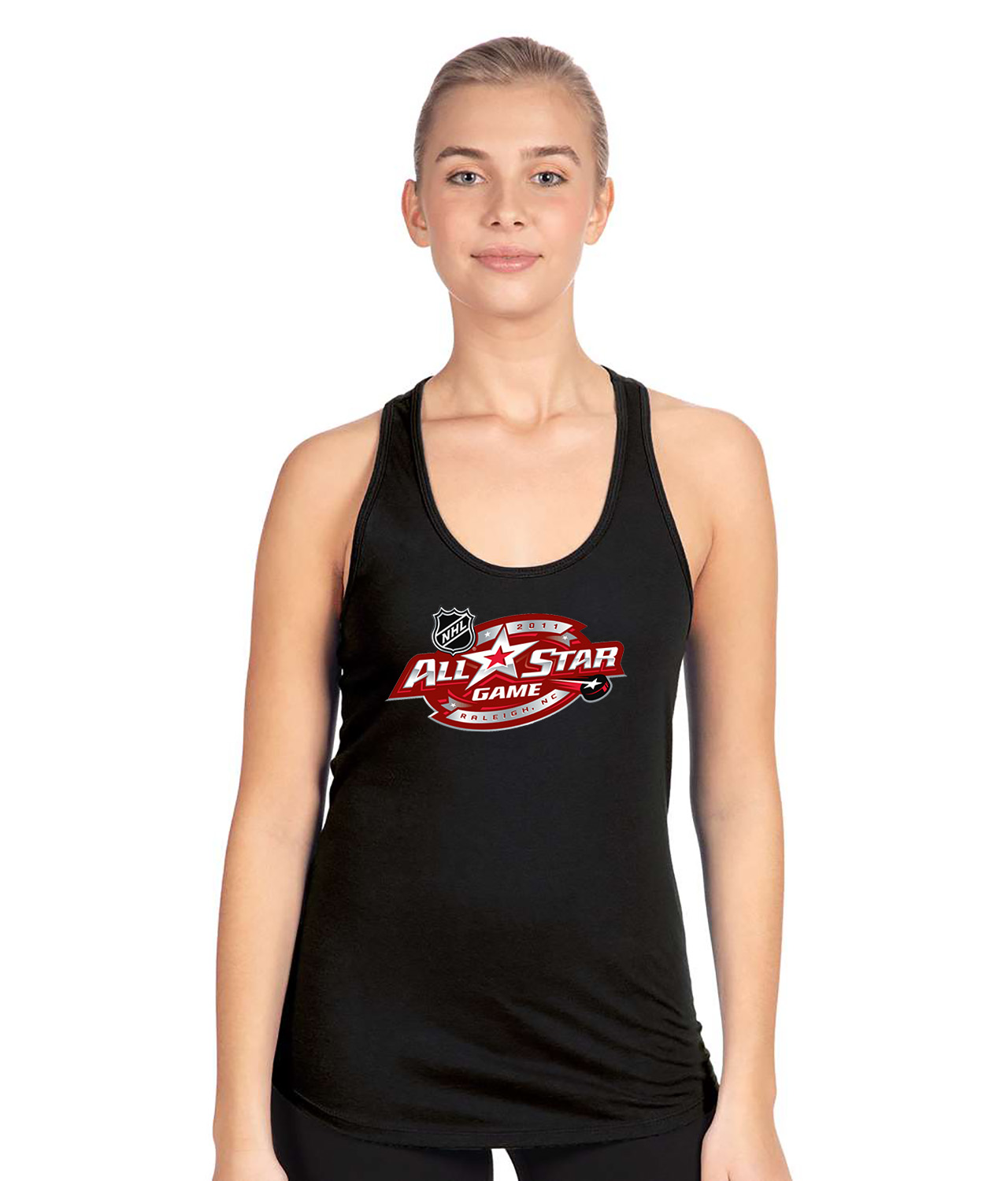 2011 NHL All-Star Game Played In Raleigh, North Carolina Hockey Logo Symbol Emblem Customized Design on Women's Racerback Tank Top