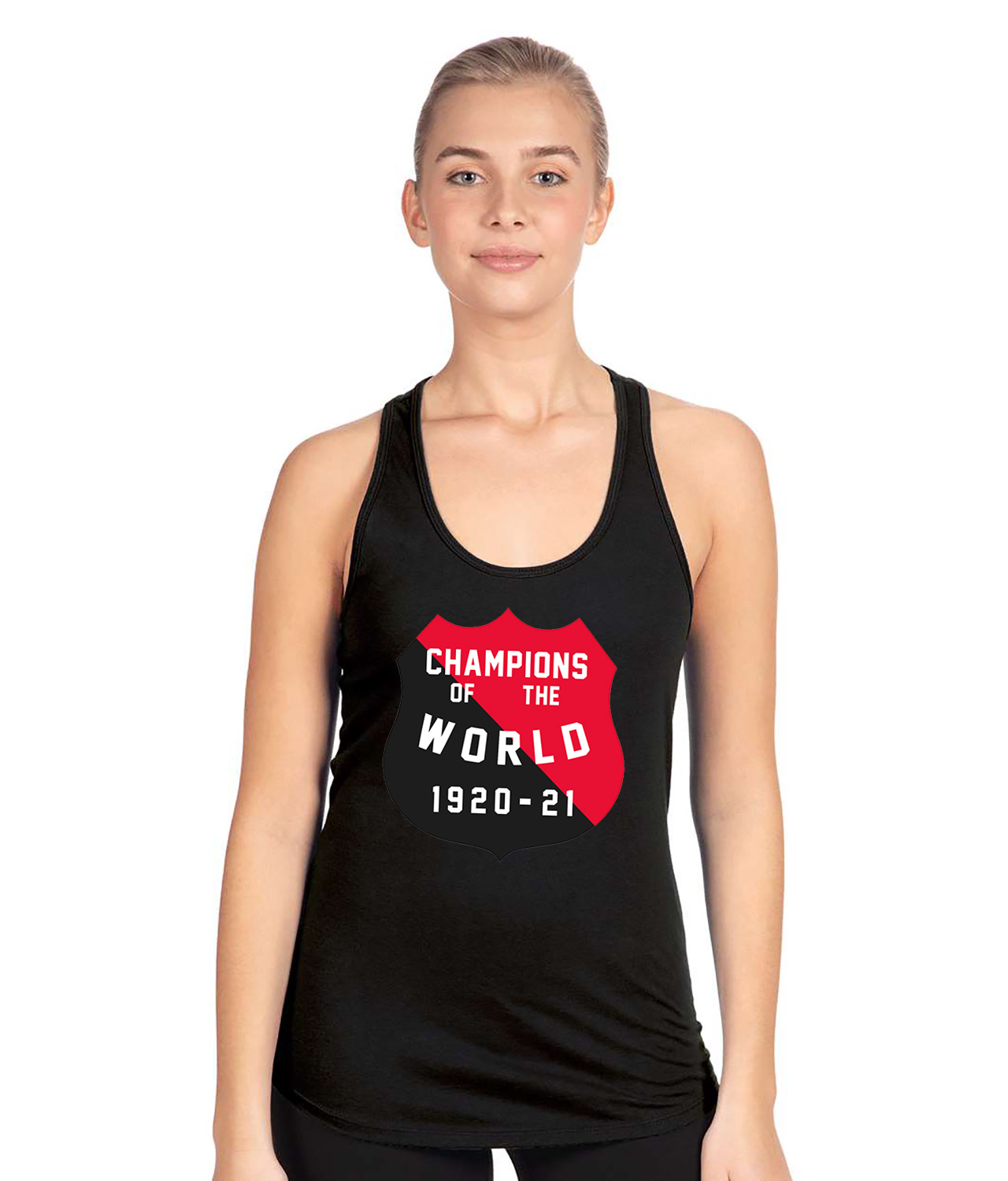 Ottawa Senators World's Champs (Stanley Cup) 1920-21 Hockey Logo Symbol Emblem Customized Design on Women's Racerback Tank Top