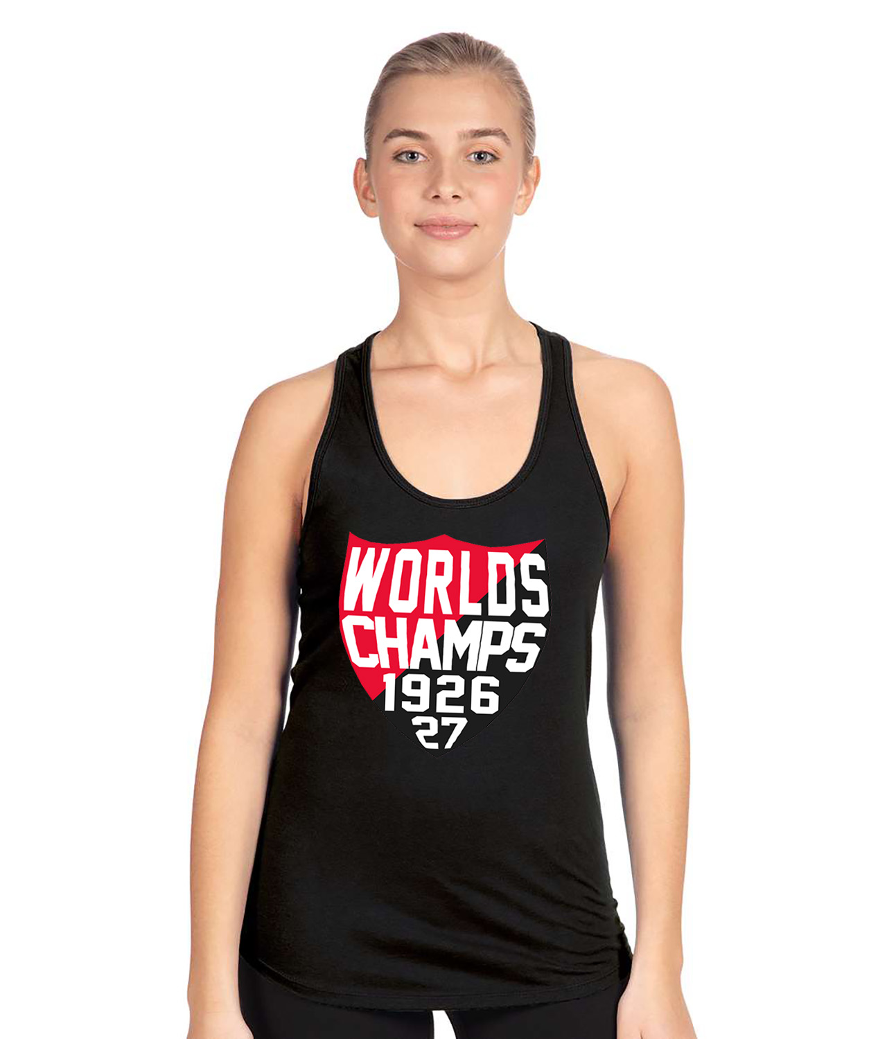 Ottawa Senators 1926-27 World's Champs (Stanley Cup) Shield Hockey Logo Symbol Emblem Customized Design on Women's Racerback Tank Top