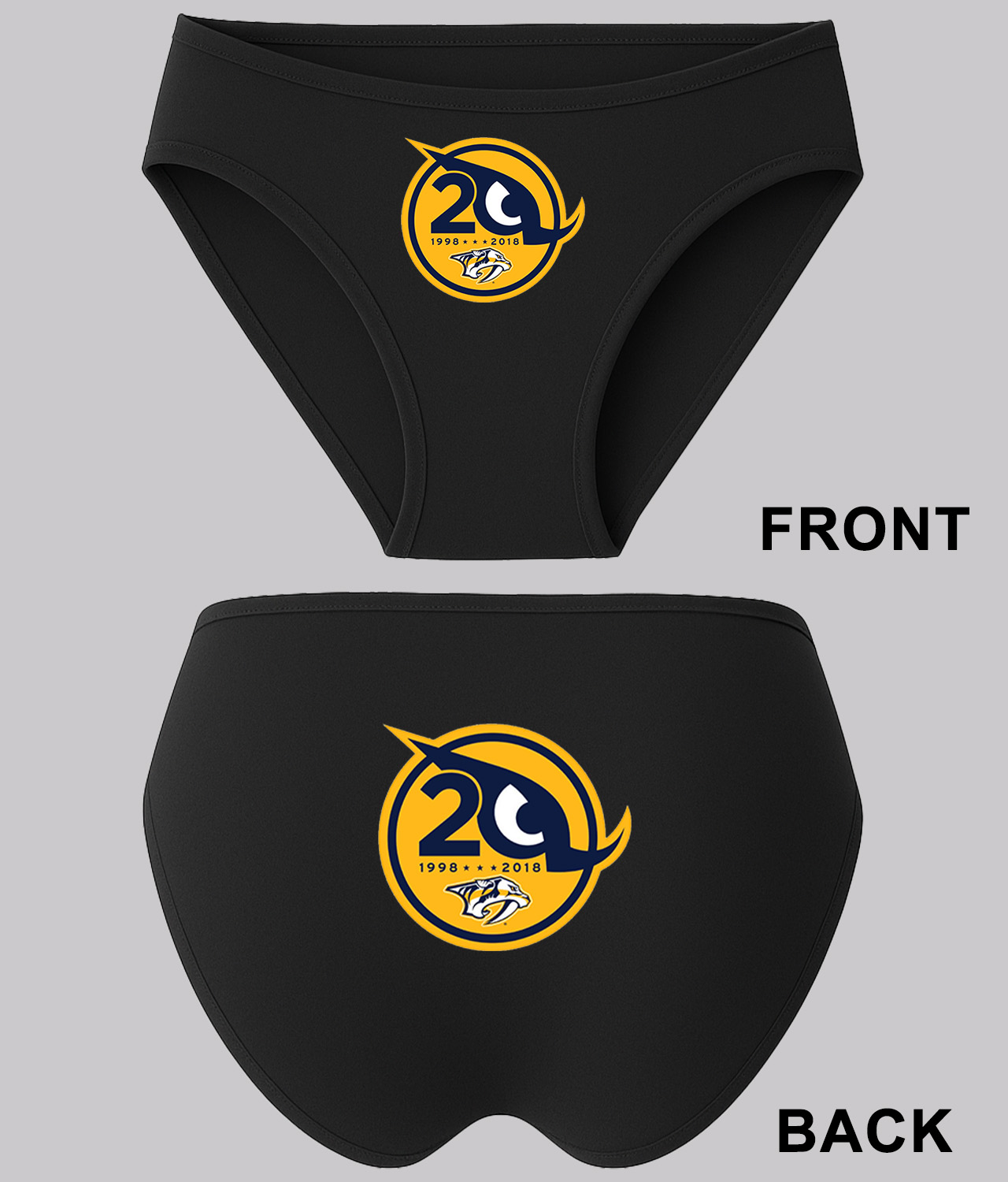 Nashville Predators 20th Season Hockey Logo Symbol Emblem Customized Design on Women's Bikini Brief Underwear
