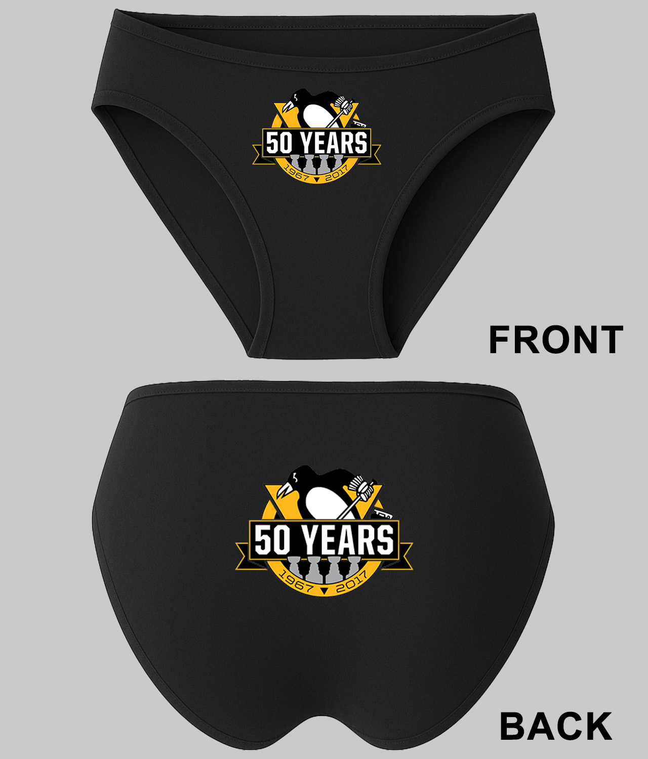 Pittsburgh Penguins 50th Anniversary Hockey Logo Symbol Emblem Customized Design on Women's Bikini Brief Underwear