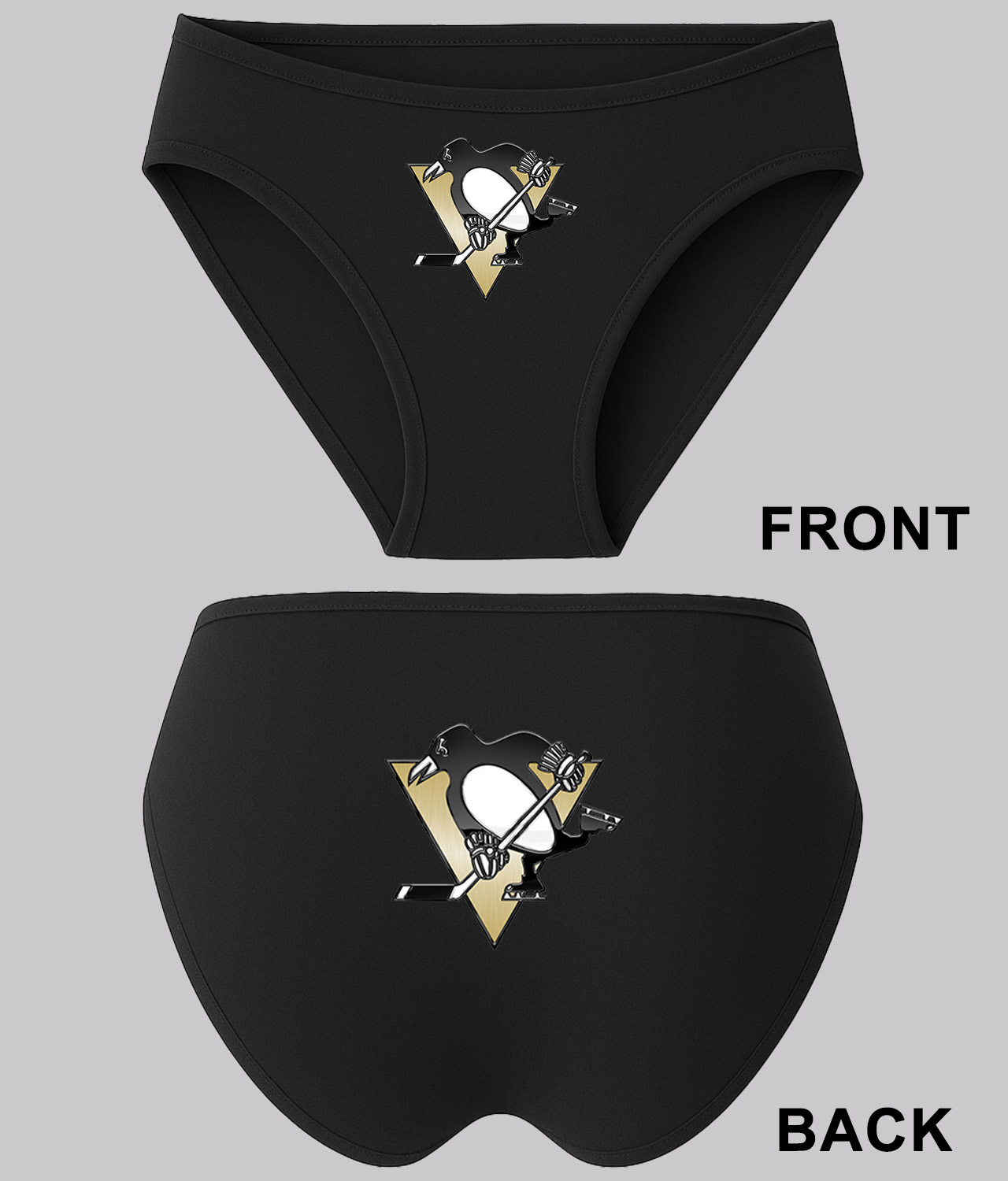 Pittsburgh Penguins Stadium Series Chrome Treated Hockey Logo Symbol Emblem Customized Design on Women's Bikini Brief Underwear