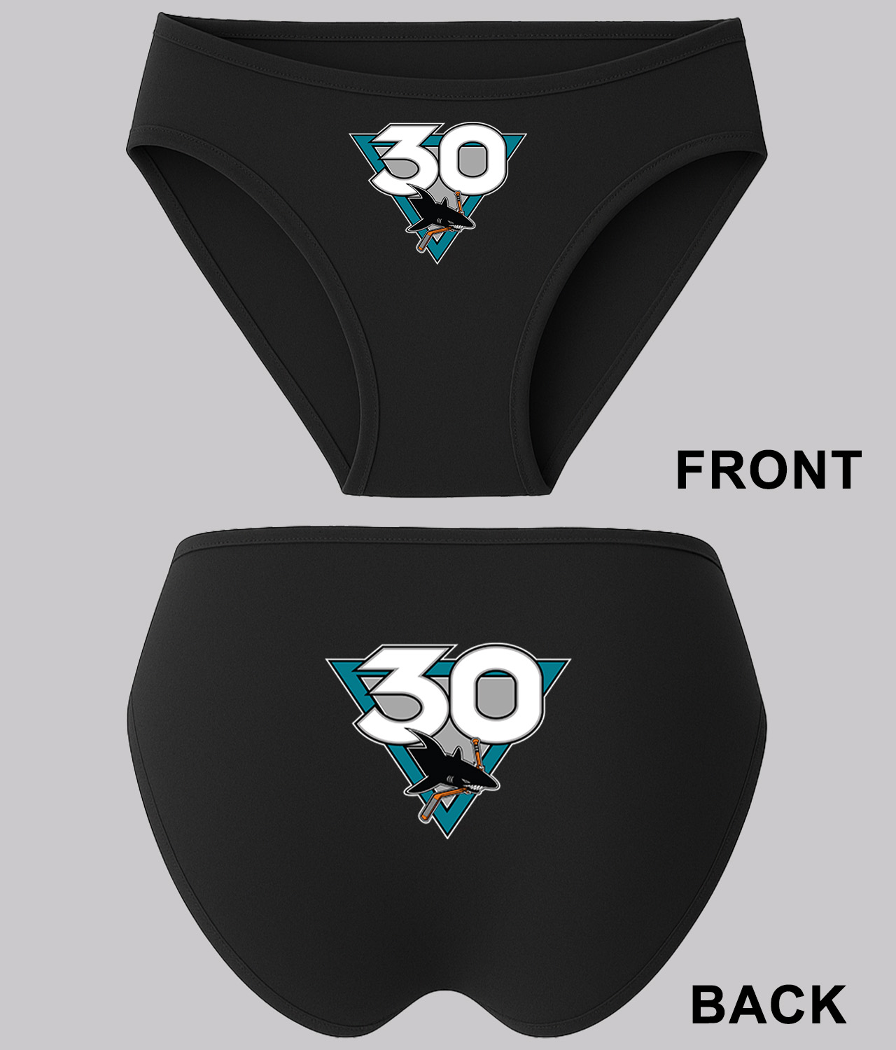 San Jose Sharks 30th Anniversary Hockey Logo Symbol Emblem Customized Design on Women's Bikini Brief Underwear