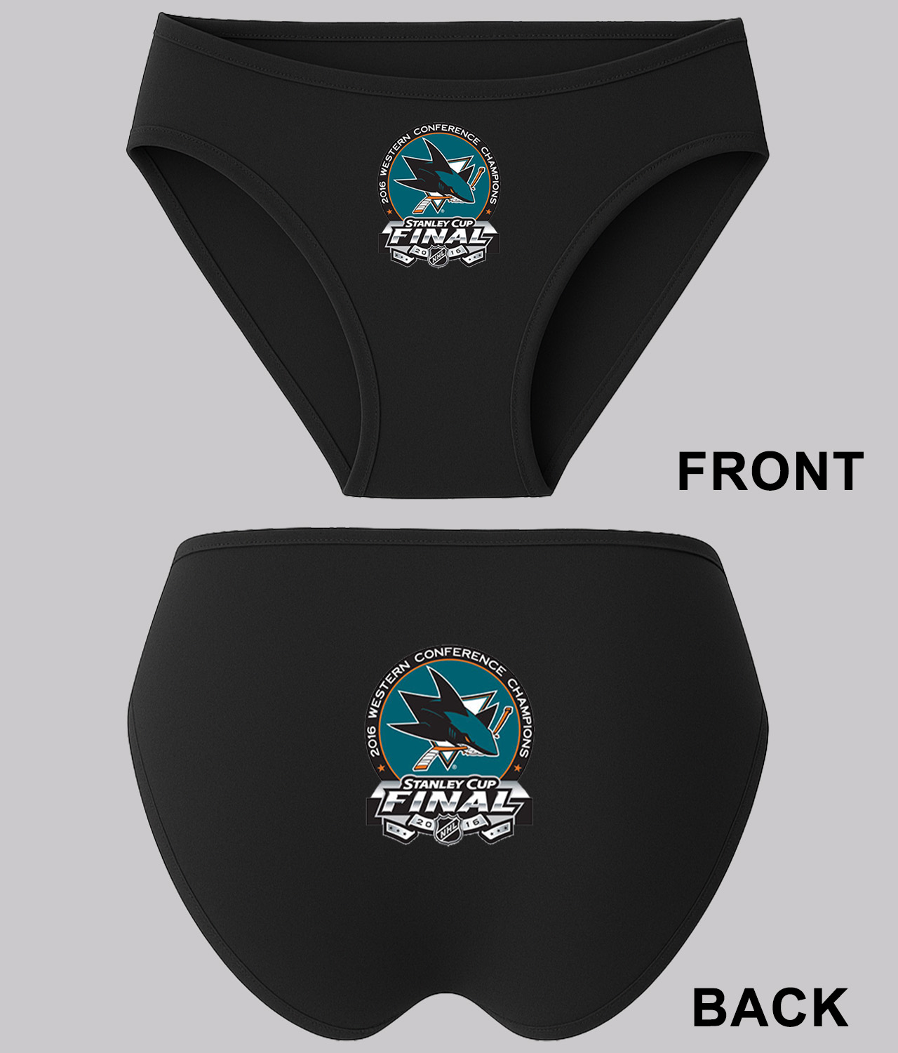 San Jose Sharks 2016 Western Conference Champions Hockey Logo Symbol Emblem Customized Design on Women's Bikini Brief Underwear