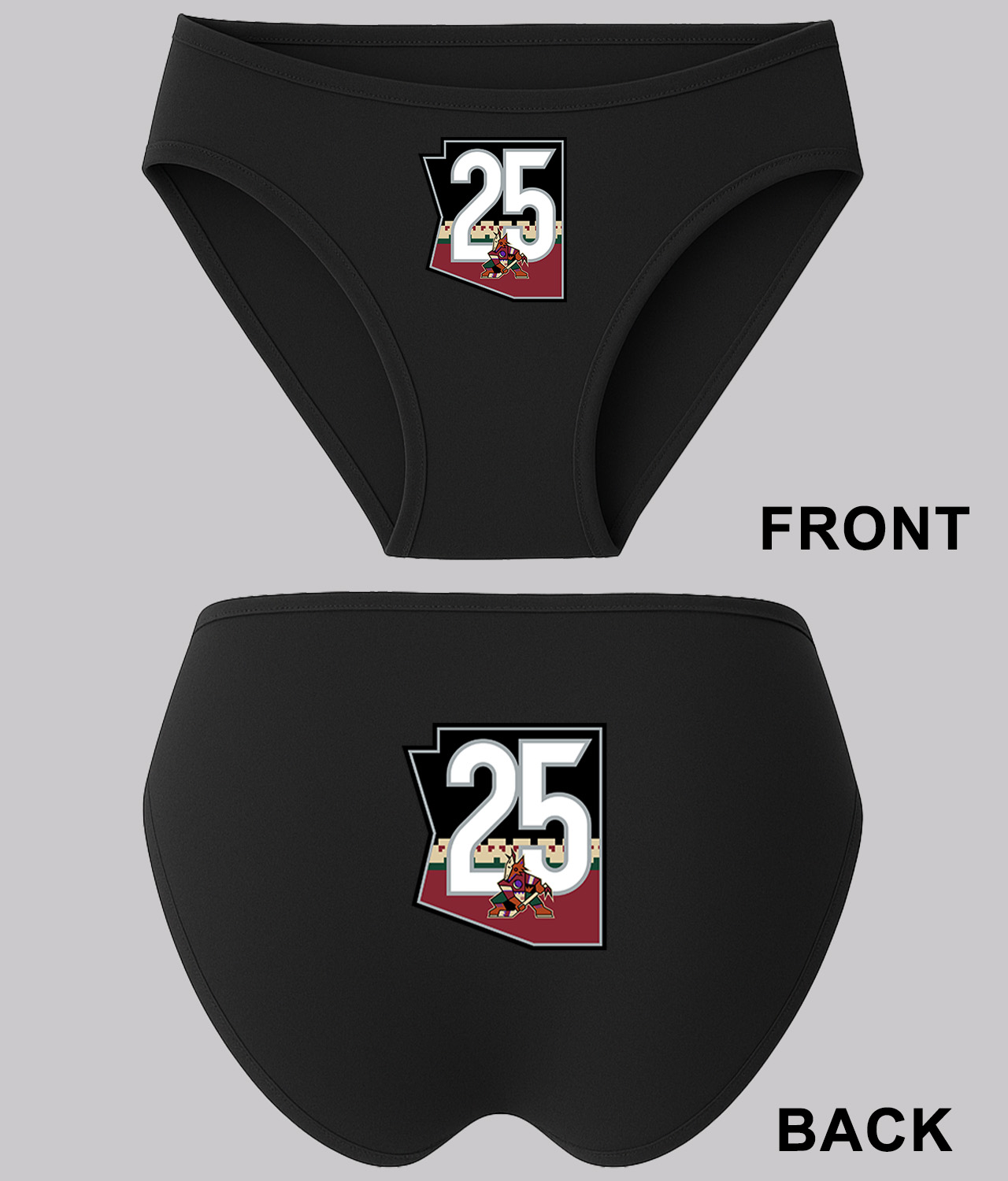 Arizona Phoenix Coyotes 25th Anniversary 2020 Hockey Logo Symbol Emblem Customized Design on Women's Bikini Brief Underwear