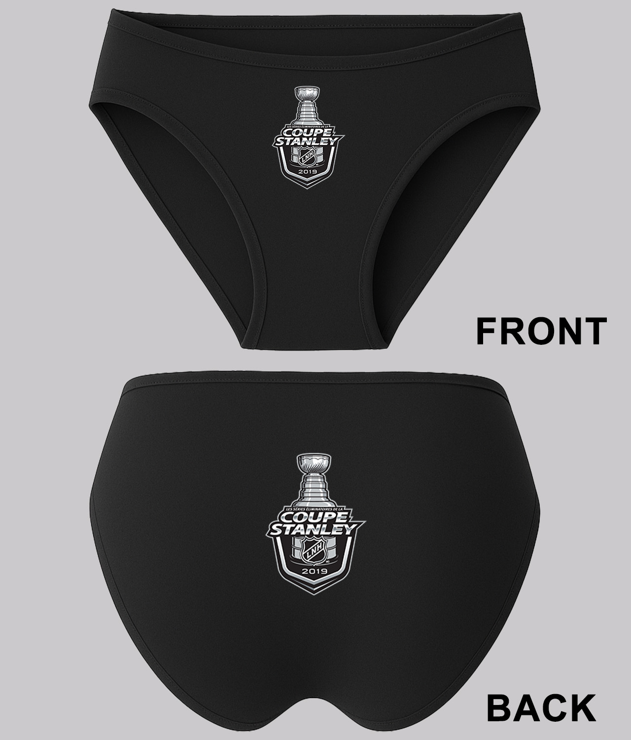 2019 NHL Stanley Cup Playoffs French Version Coupe Stanley 2019 Hockey Logo Symbol Emblem Customized Design on Women's Bikini Brief Underwear