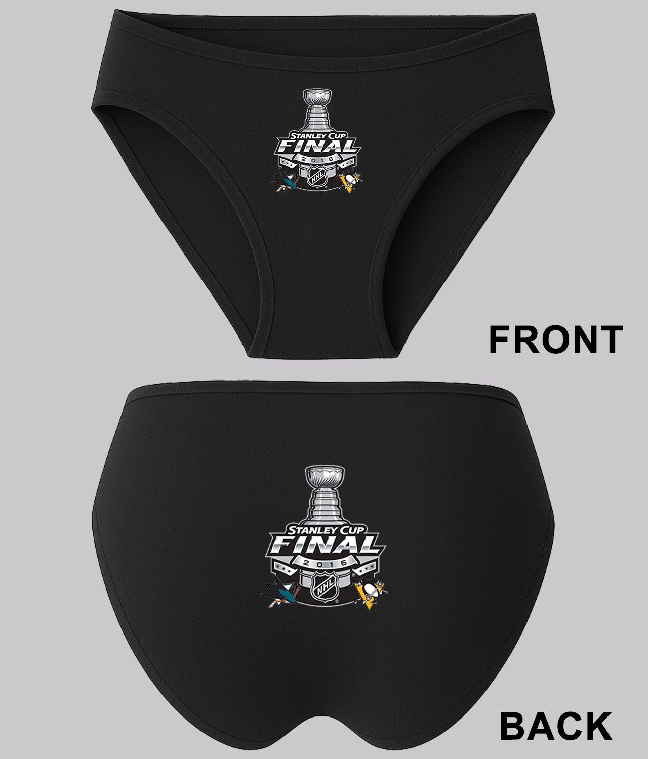 2016 NHL Stanley Cup Final Matchup - Pittsburgh Penguins Vs San Jose Sharks Hockey Logo Emblem Customized Design on Women's Bikini Brief Underwear