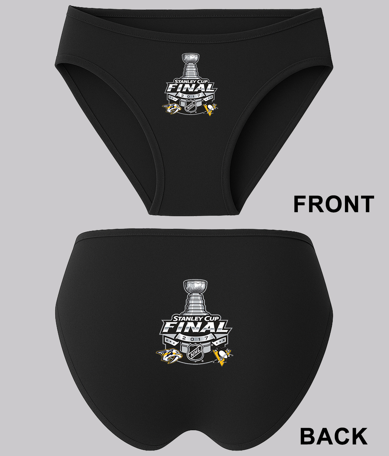 2017 NHL Stanley Cup Final Matchup - Preds Vs Penguins Hockey Logo Symbol Emblem Customized Design on Women's Bikini Brief Underwear