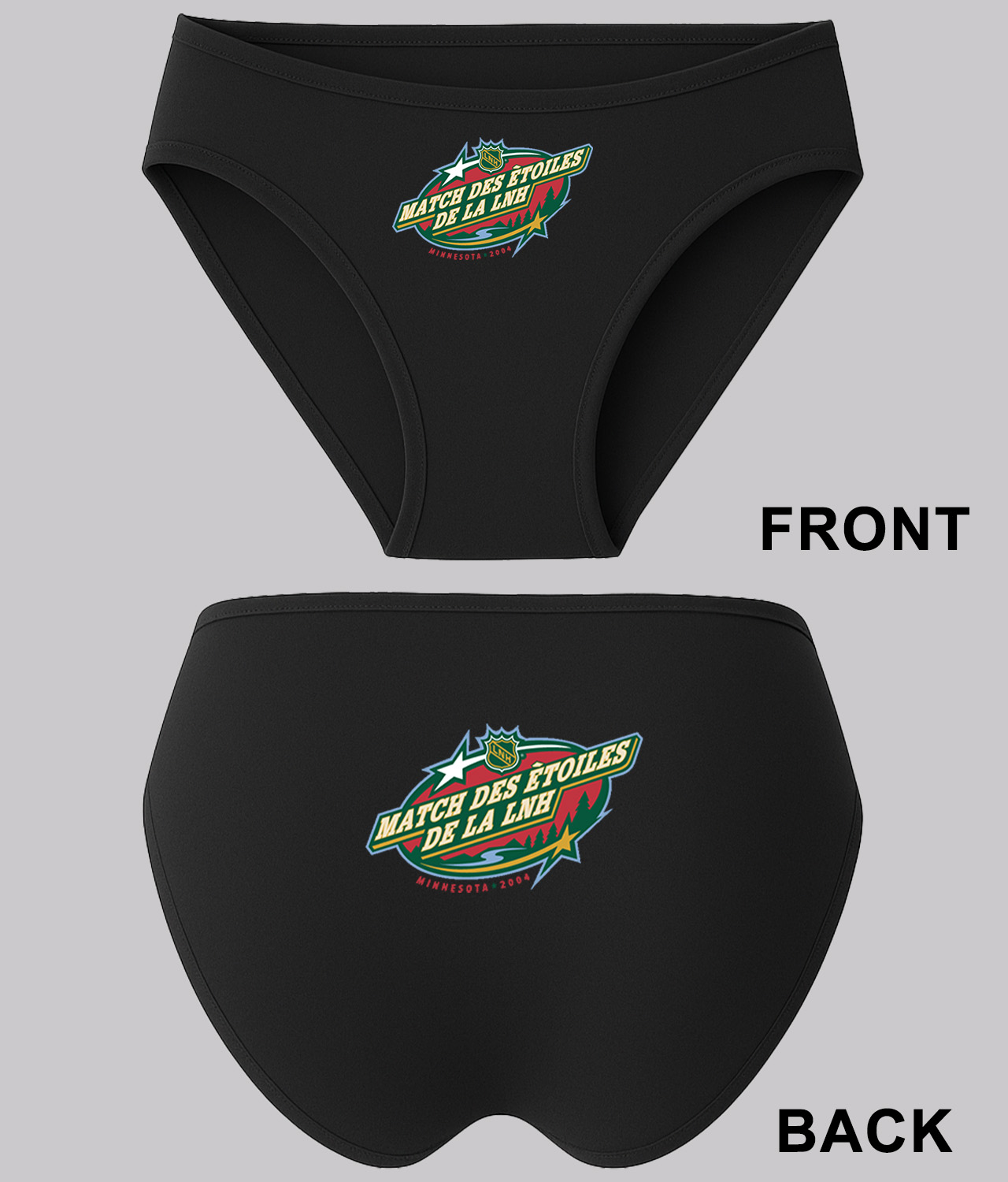2004 NHL All-Star Game French 2004 LNH Match Des Etoiles St Paul,Minnesota - Minnesota Wild Hockey Custom Design on Women's Bikini Brief Underwear