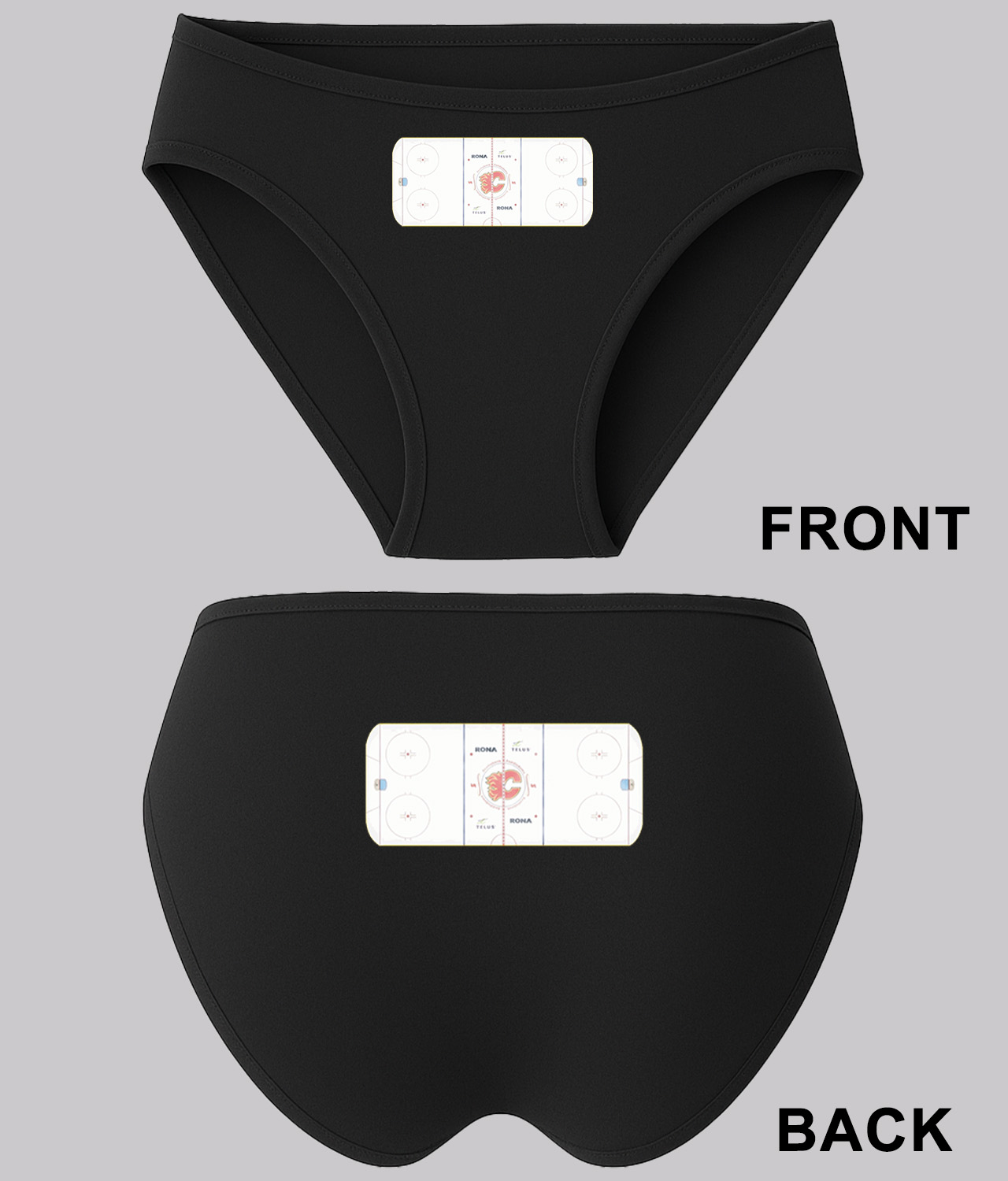 Calgary Flames Scotiabank Saddledome Playing Ice Surface Hockey Logo Symbol Emblem Customized Design on Women's Bikini Brief Underwear