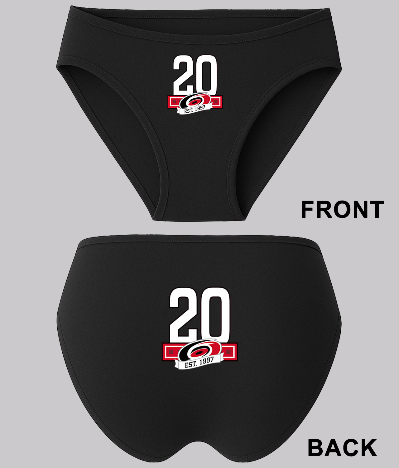 20th Anniversary Of The Carolina Hurricanes White Hockey Logo Symbol Emblem Customized Design on Women's Bikini Brief Underwear