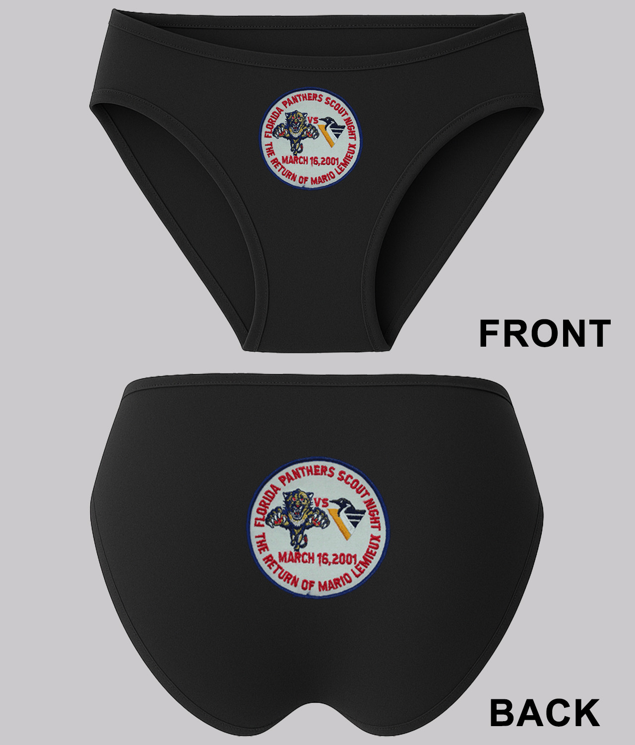 Florida Panthers Scout Night March Hockey Logo Symbol Emblem Customized Design on Women's Plus Size Bikini Brief Underwear