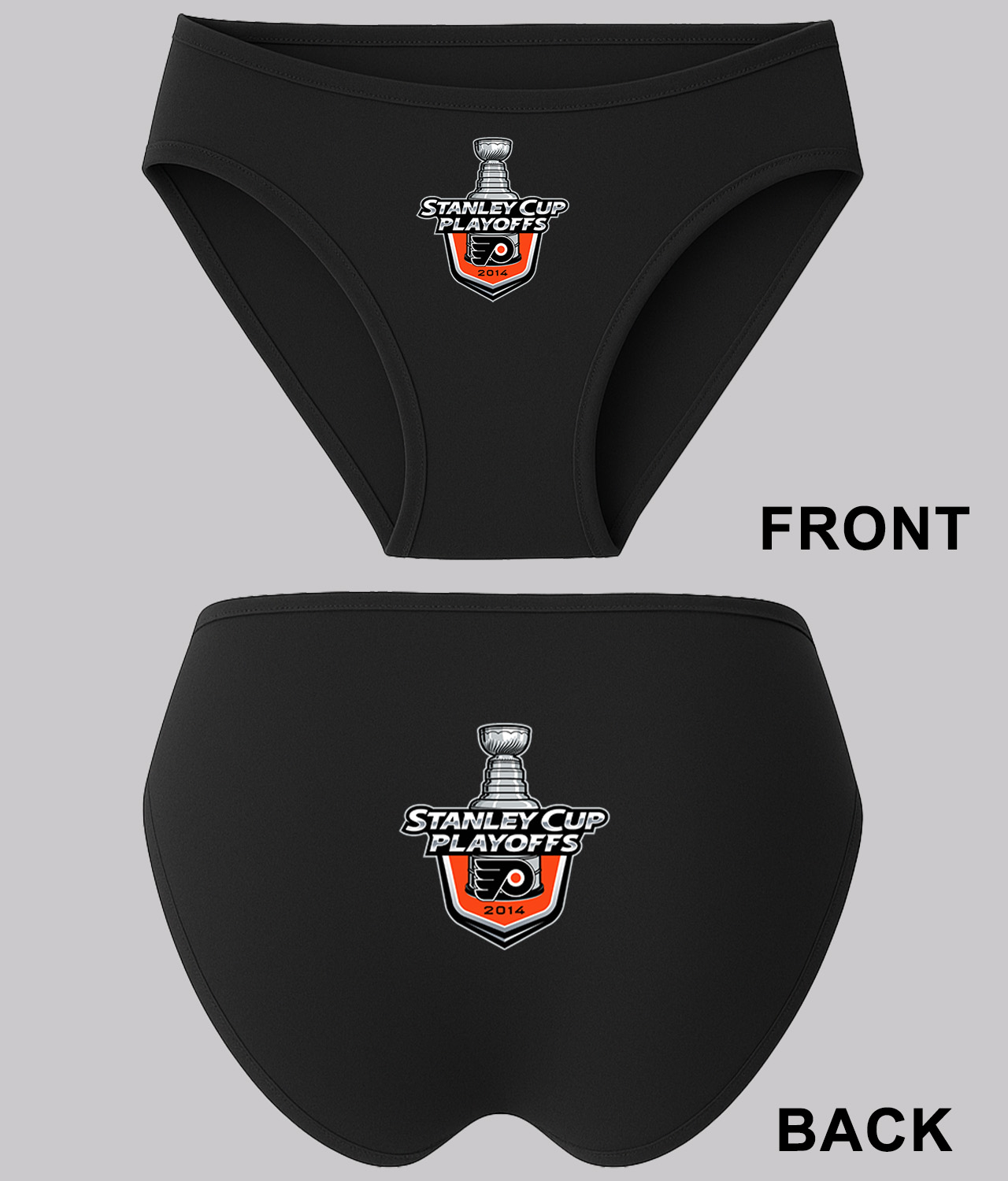 2014 Stanley Cup Playoffs - Philadelphia Flyers Hockey Logo Symbol Emblem Customized Design on Women's Plus Size Bikini Brief Underwear