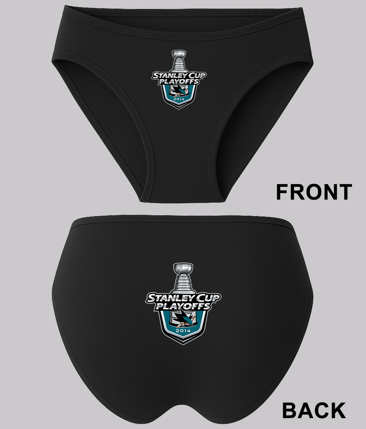 2014 Stanley Cup Playoffs - San Jose Sharks Hockey Logo Symbol Emblem Customized Design on Women's Plus Size Bikini Brief Underwear