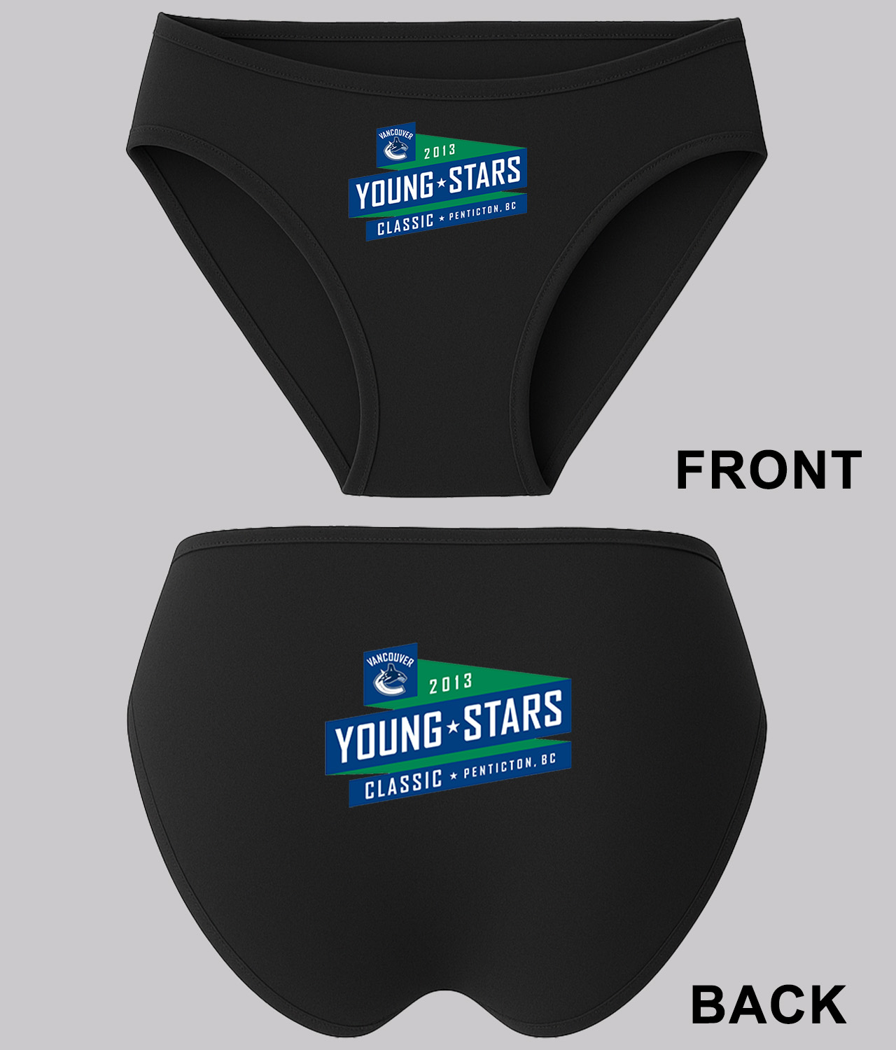 Vancouver Canucks Young Stars Classic 2013 Penticton, BC Hockey Logo Symbol Emblem Customized Design on Women's Plus Size Bikini Brief Underwear