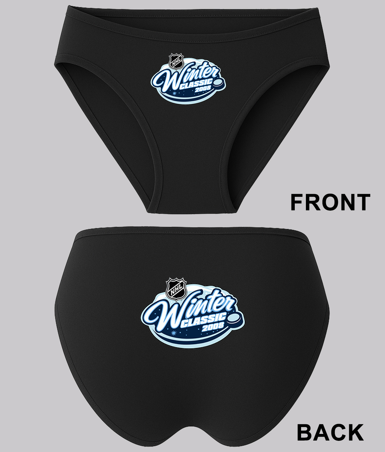 NHL Winter Classic 2008 Hockey Logo Symbol Emblem Customized Design on Women's Plus Size Bikini Brief Underwear