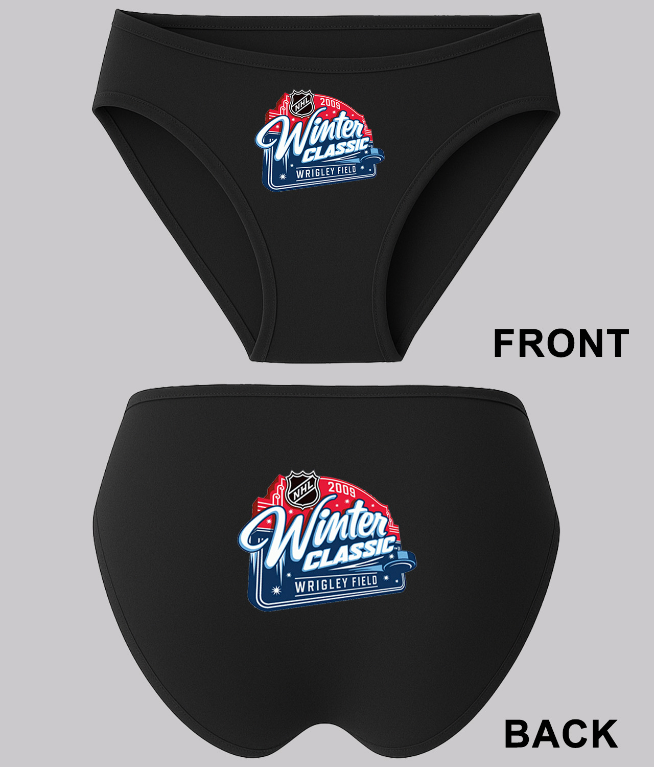 NHL Winter Classic 2009 Wrigley Field Hockey Logo Symbol Emblem Customized Design on Women's Plus Size Bikini Brief Underwear