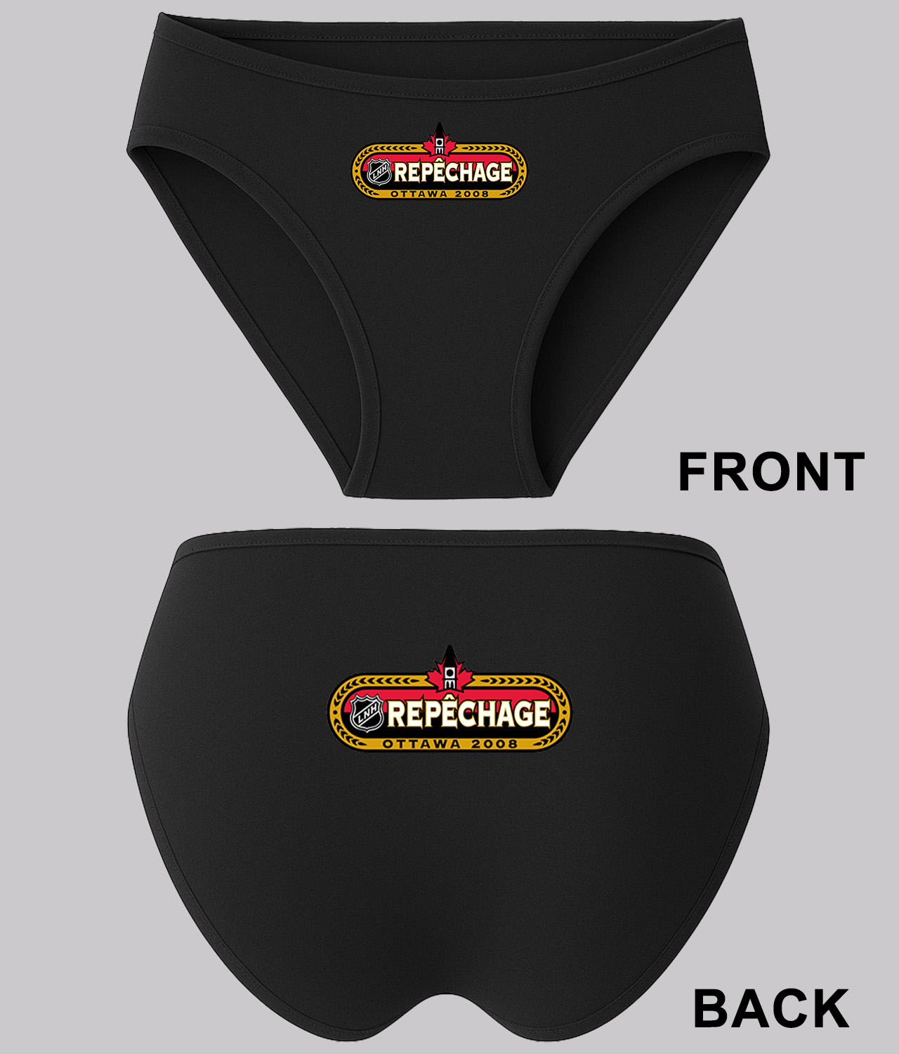 2008 NHL Draft French Version - 2008 LNH Repechage Francais Hockey Logo Symbol Emblem Customized Design on Women's Plus Size Bikini Brief Underwear