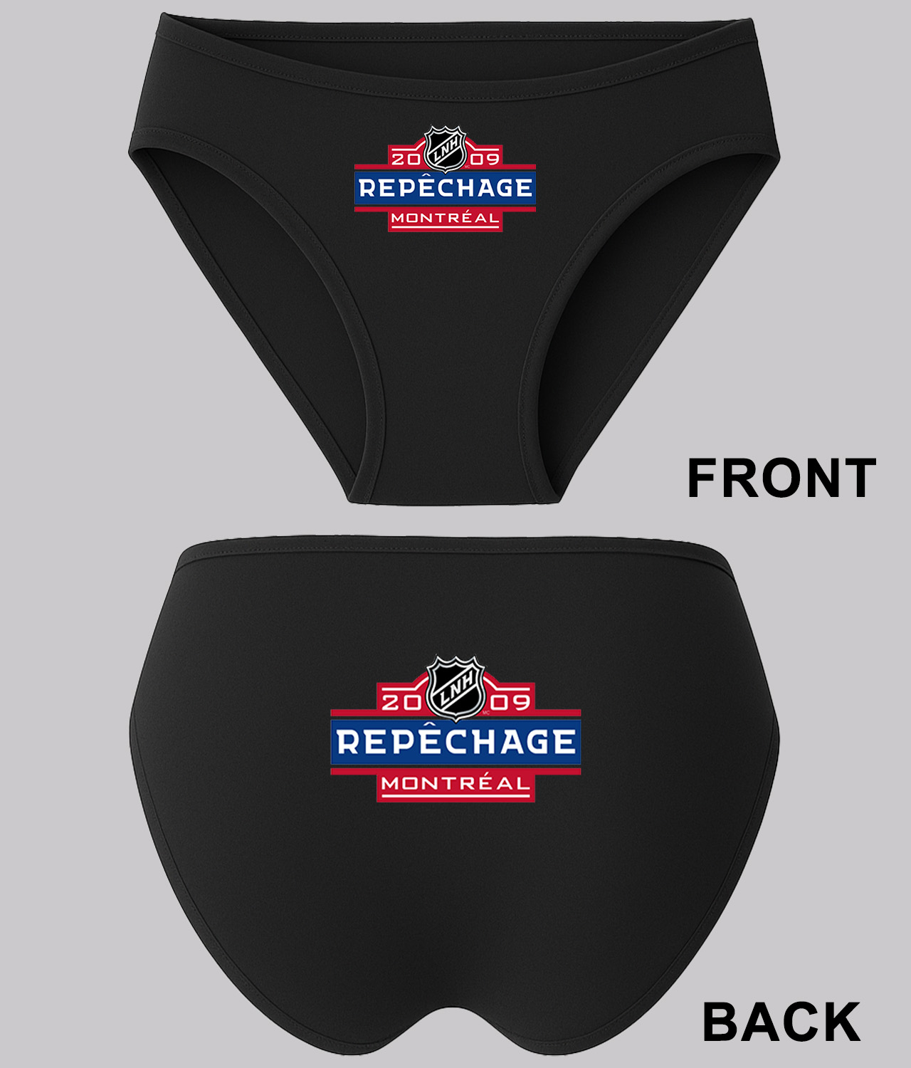 2009 NHL Draft French Version - 2009 LNH Repechage Francais Hockey Logo Symbol Emblem Customized Design on Women's Plus Size Bikini Brief Underwear