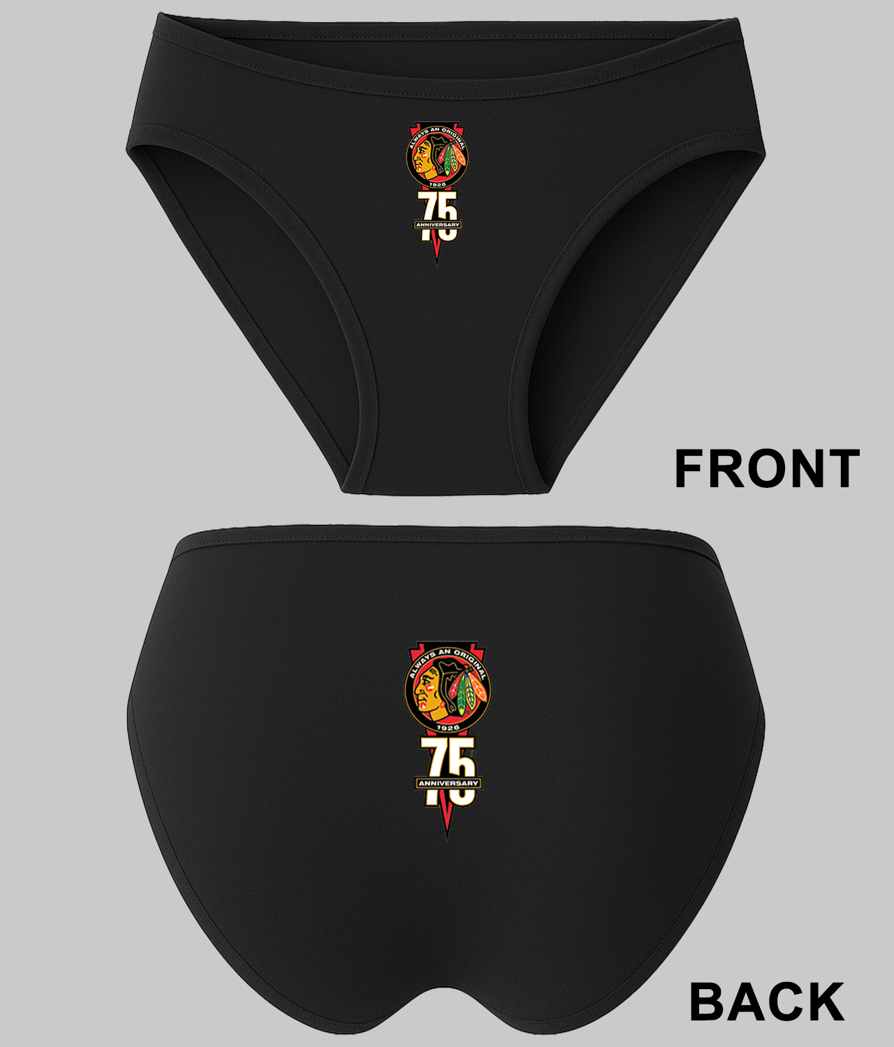 75th Anniversary of The Chicago Blackhawks 2000 Hockey Logo Symbol Emblem Customized Design on Women's Plus Size Bikini Brief Underwear