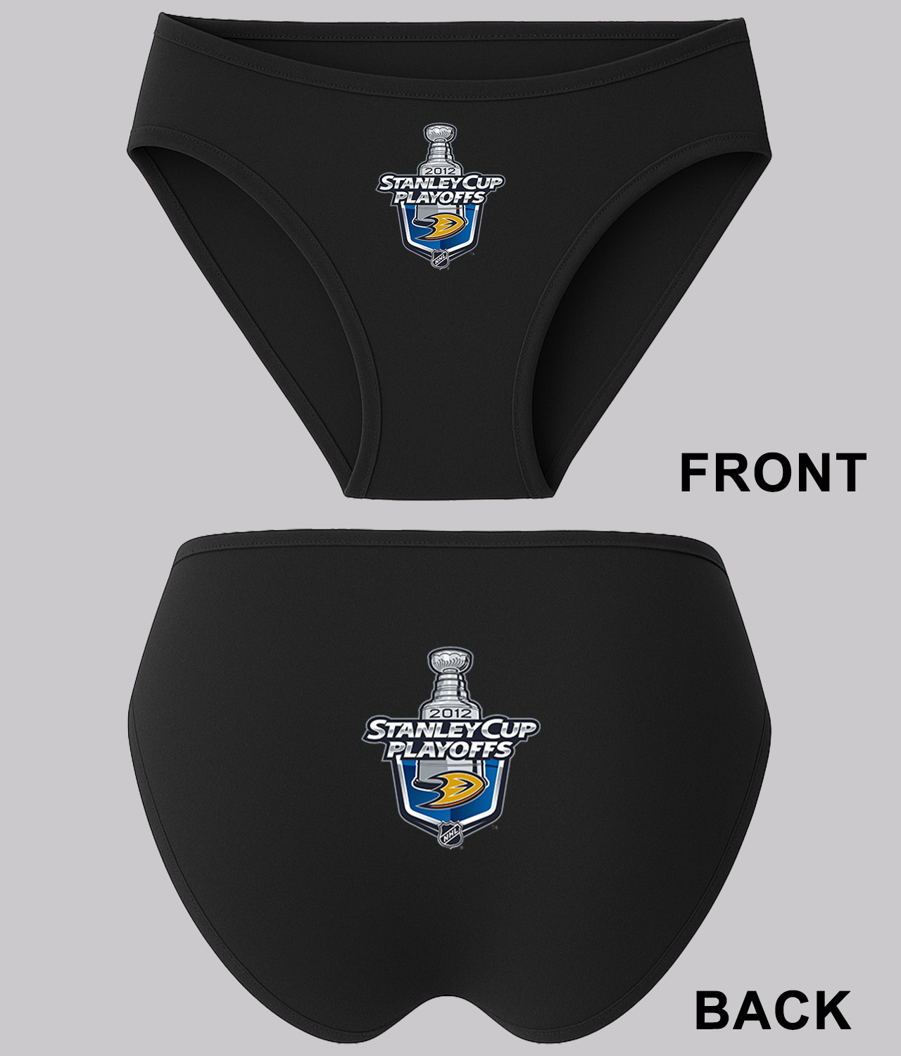 Anaheim Ducks 2012 Stanley Cup Playoffs Hockey Logo Symbol Emblem Customized Design on Women's Plus Size Bikini Brief Underwear
