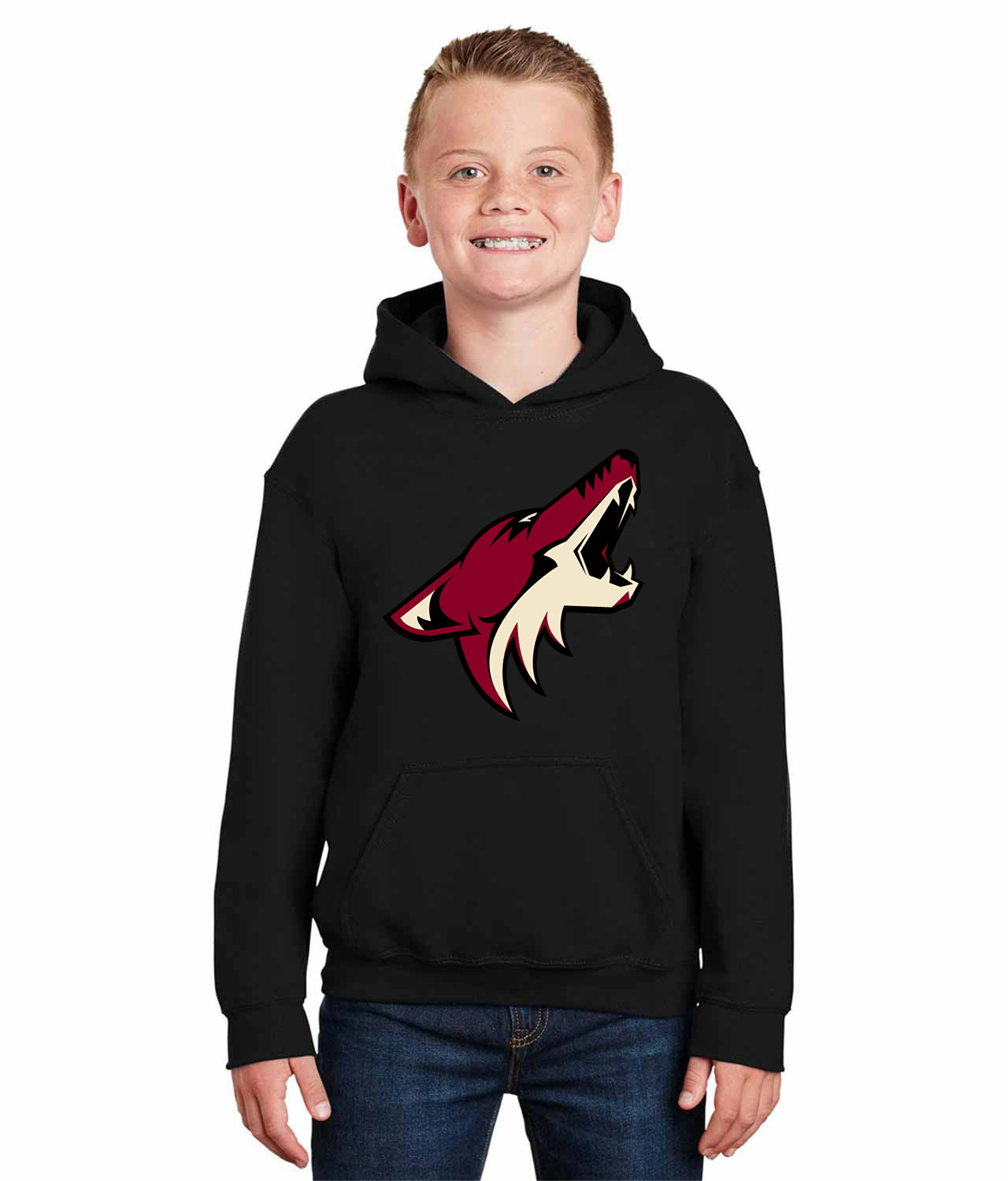 Arizona Coyotes Hockey Logo Symbol Emblem Customized Design on Youth Hoodie