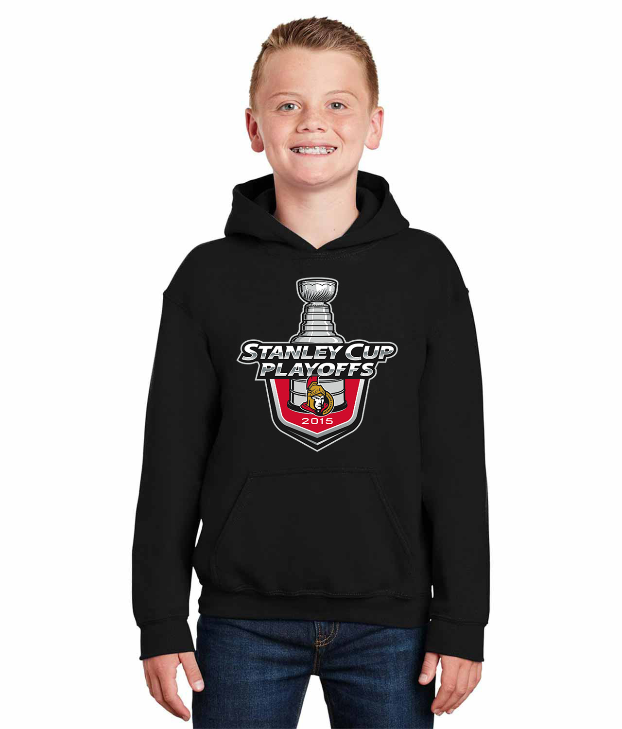 2015 Stanley Cup Playoffs - Ottawa Senators Hockey Logo Symbol Emblem Customized Design on Youth Hoodie