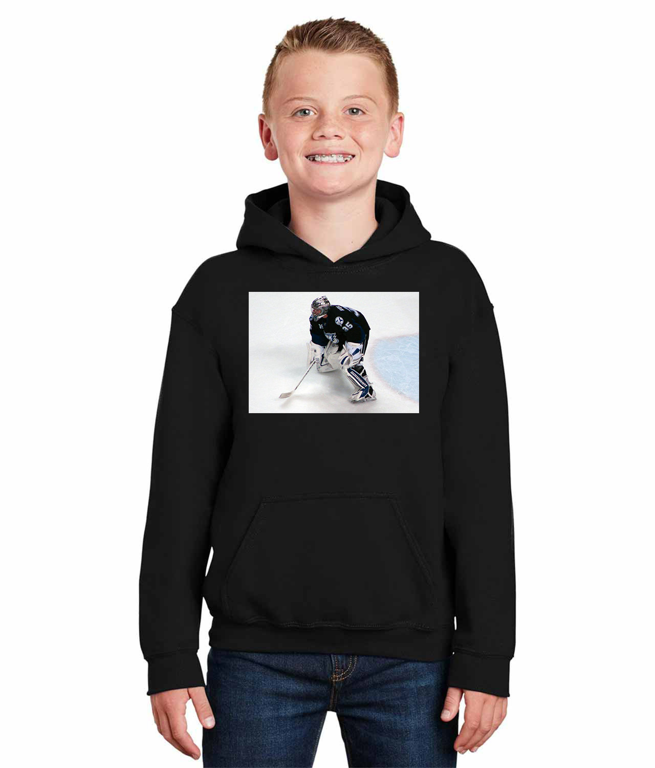 2010 Tampa Bay Lightning Dwayne Roloson Goaltender Photo Hockey Logo Symbol Emblem Customized Design on Youth Hoodie