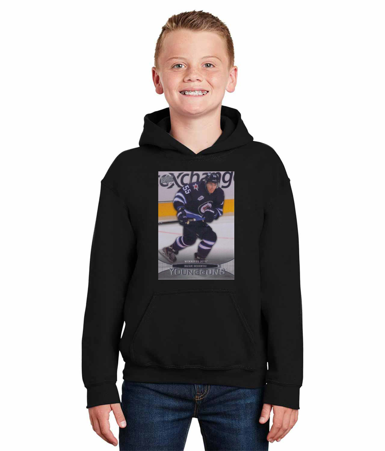 2011 Winnipeg Jets Mark Scheifele Photo Hockey Logo Symbol Emblem Customized Design on Youth Hoodie