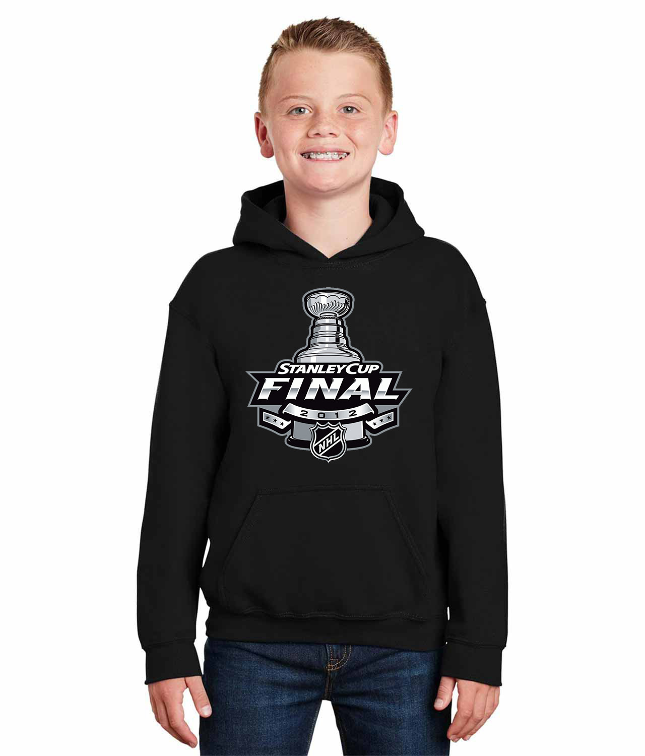 2012 NHL Stanley Cup Final - Los Angeles Kings Vs New Jersey Devils Hockey Logo Symbol Emblem Customized Design on Youth Hoodie