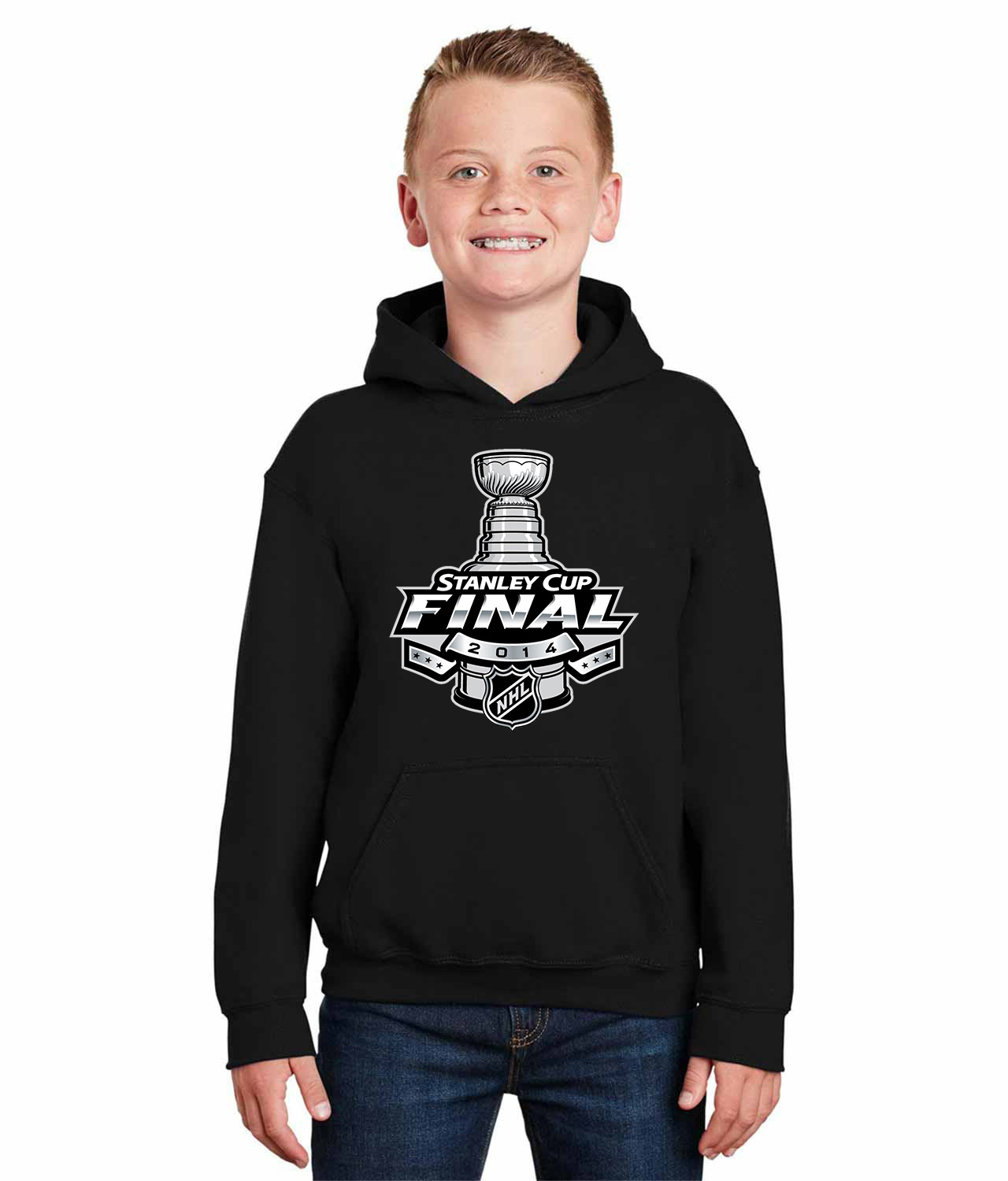 2014 NHL Stanley Cup Final - Los Angeles Kings Vs New York Rangers Hockey Logo Symbol Emblem Customized Design on Youth Hoodie