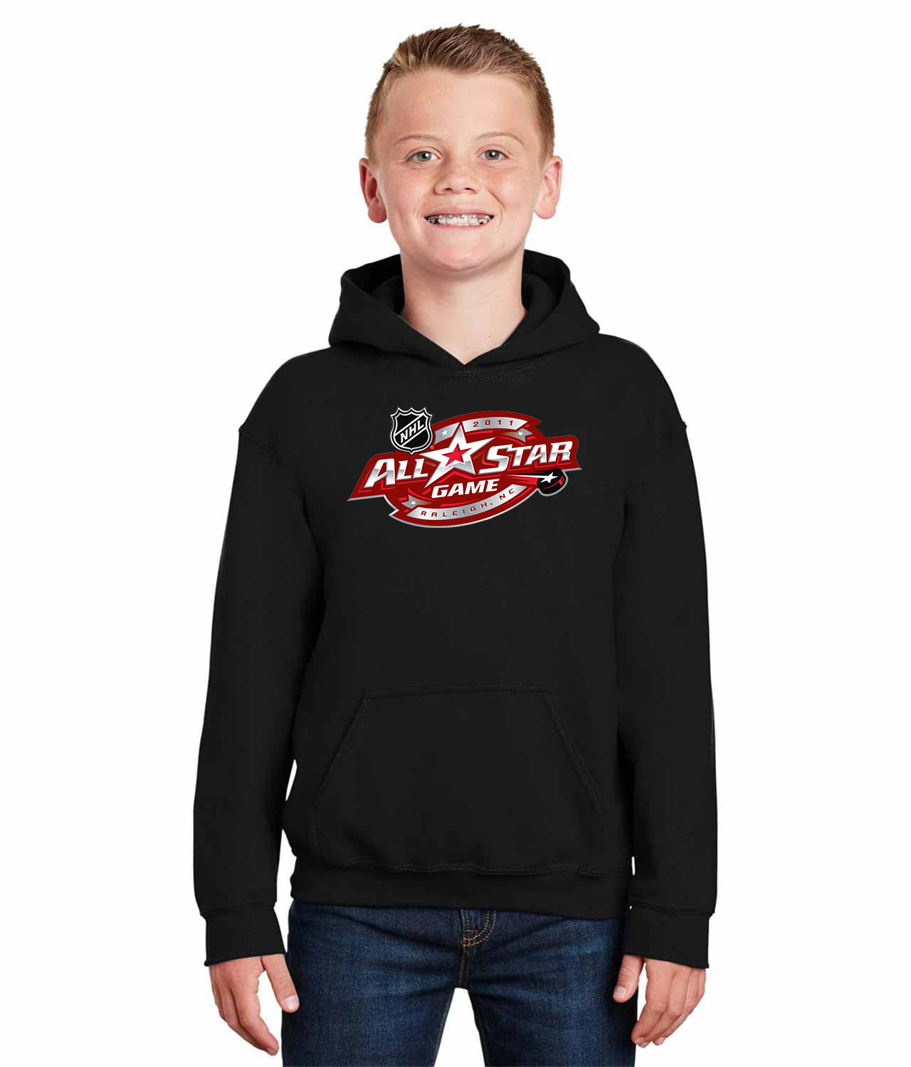 2011 NHL All-Star Game Played In Raleigh, North Carolina Hockey Logo Symbol Emblem Customized Design on Youth Hoodie