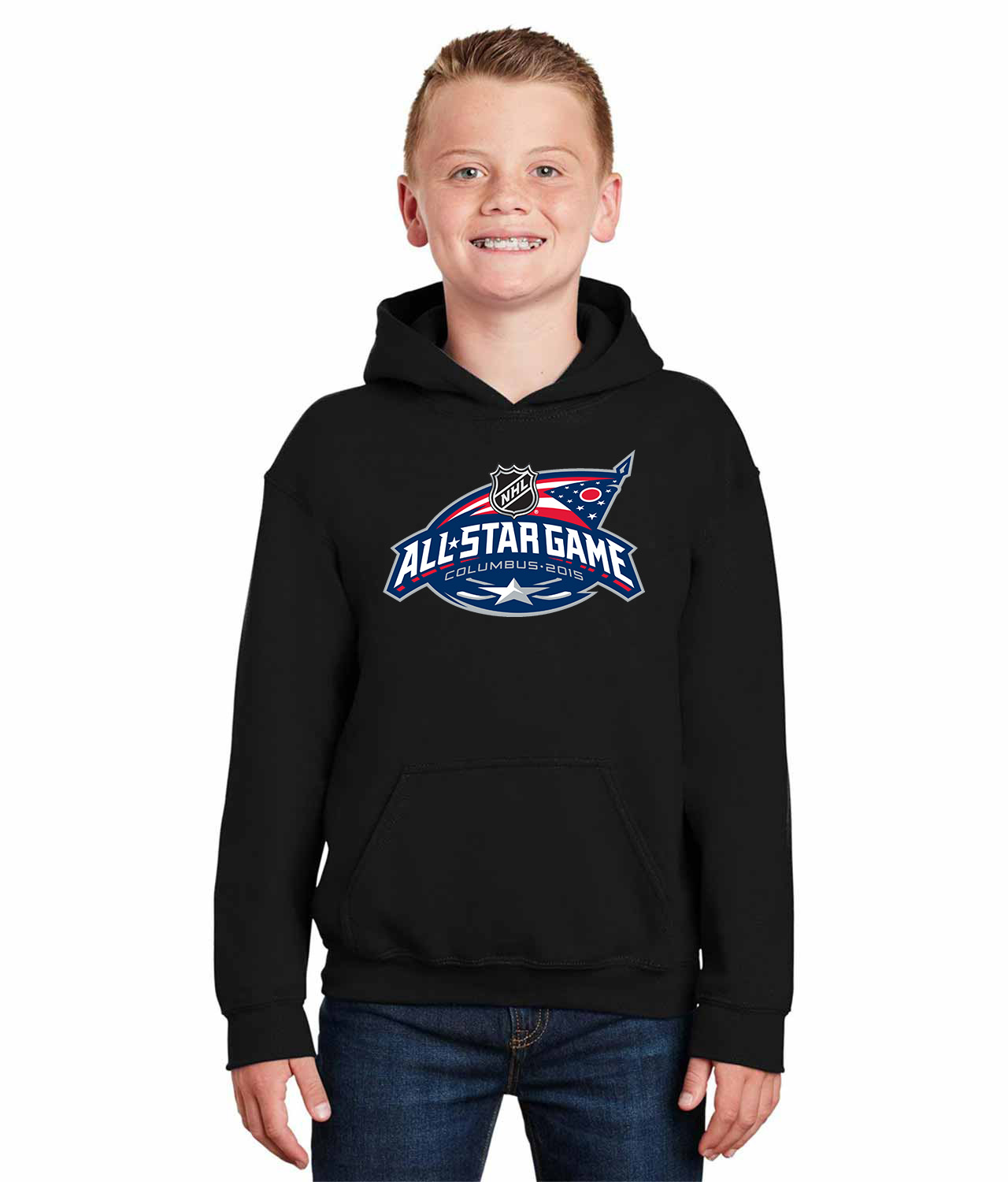 2015 NHL All-Star Game Columbus, Ohio Hosted By Columbus Blue Jackets Jan 25, 2015 Hockey Logo Symbol Emblem Customized Design on Youth Hoodie
