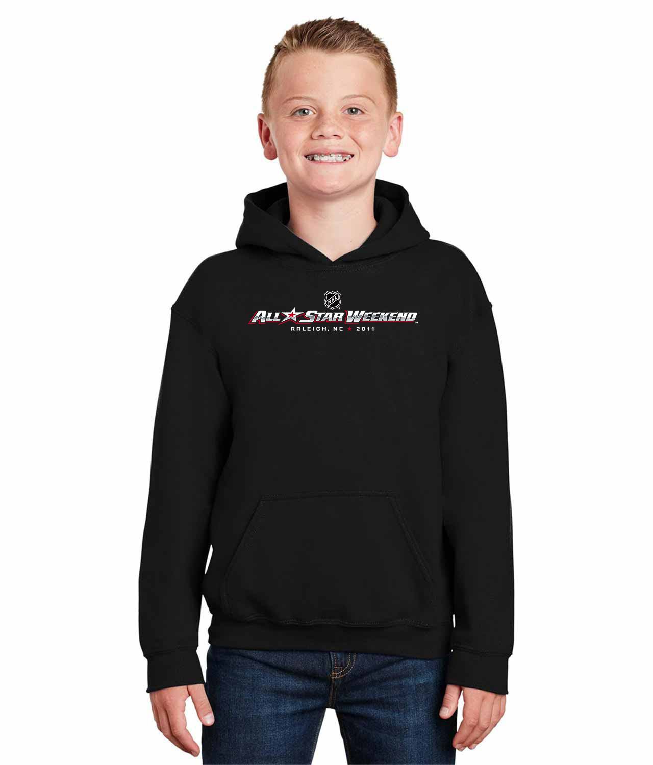 NHL All-Star Weekend 2011 - Raleigh, NC Hockey Logo Symbol Emblem Customized Design on Youth Hoodie