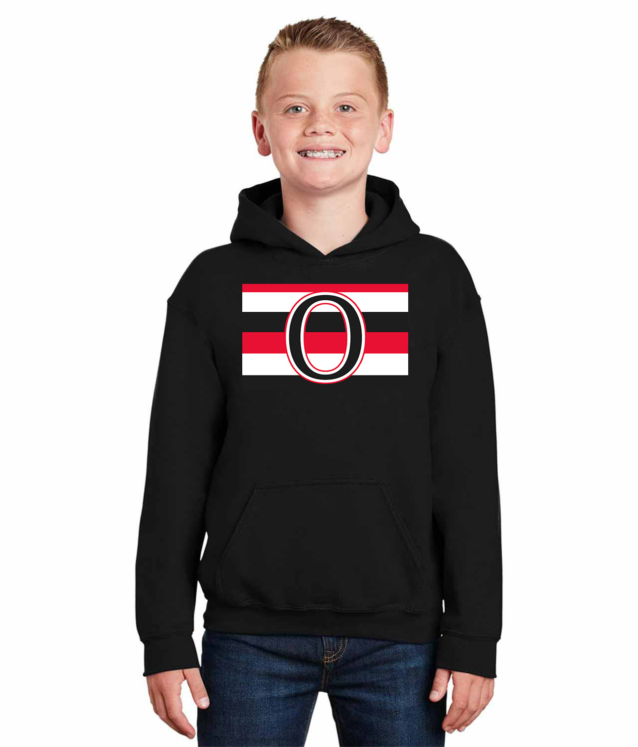 Ottawa Senators Jersey 1929-30 Hockey Logo Symbol Emblem Customized Design on Youth Hoodie