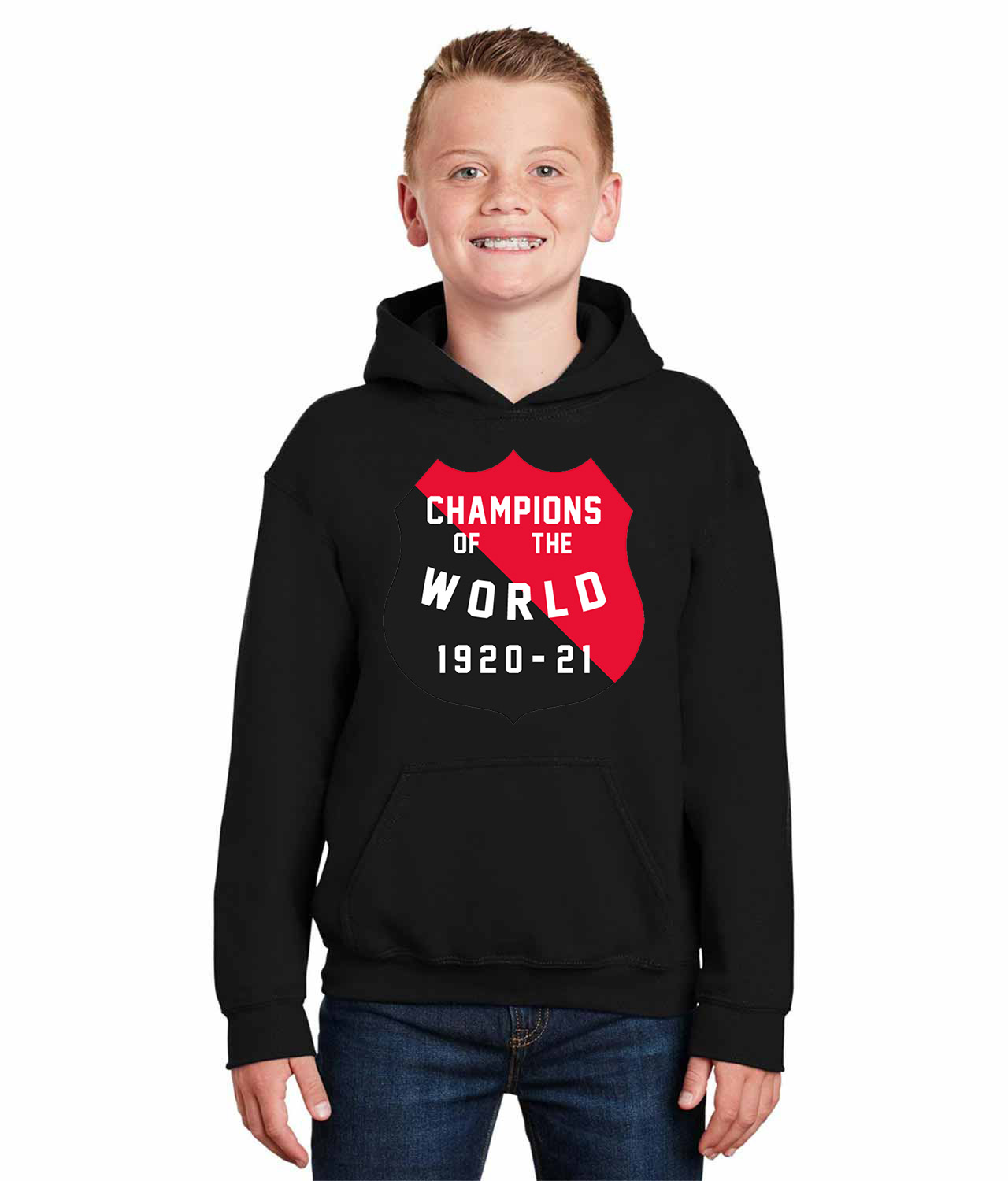 Ottawa Senators World's Champs (Stanley Cup) 1920-21 Hockey Logo Symbol Emblem Customized Design on Youth Hoodie