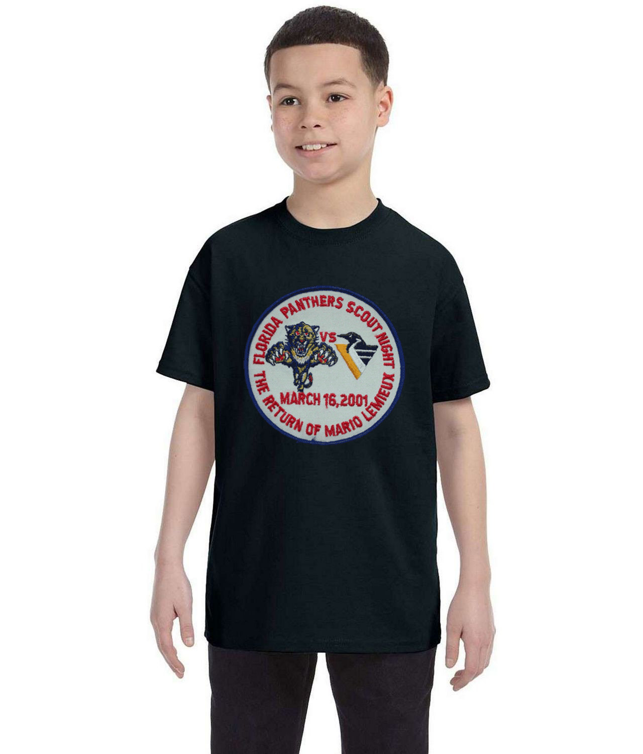 Florida Panthers Scout Night March Hockey Logo Symbol Emblem Customized Design on Youth T-Shirt Tee