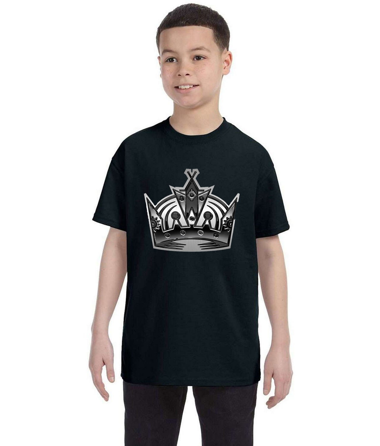 Los Angeles Kings Stadium Series Chrome Treated Hockey Logo Symbol Emblem Customized Design on Youth T-Shirt Tee