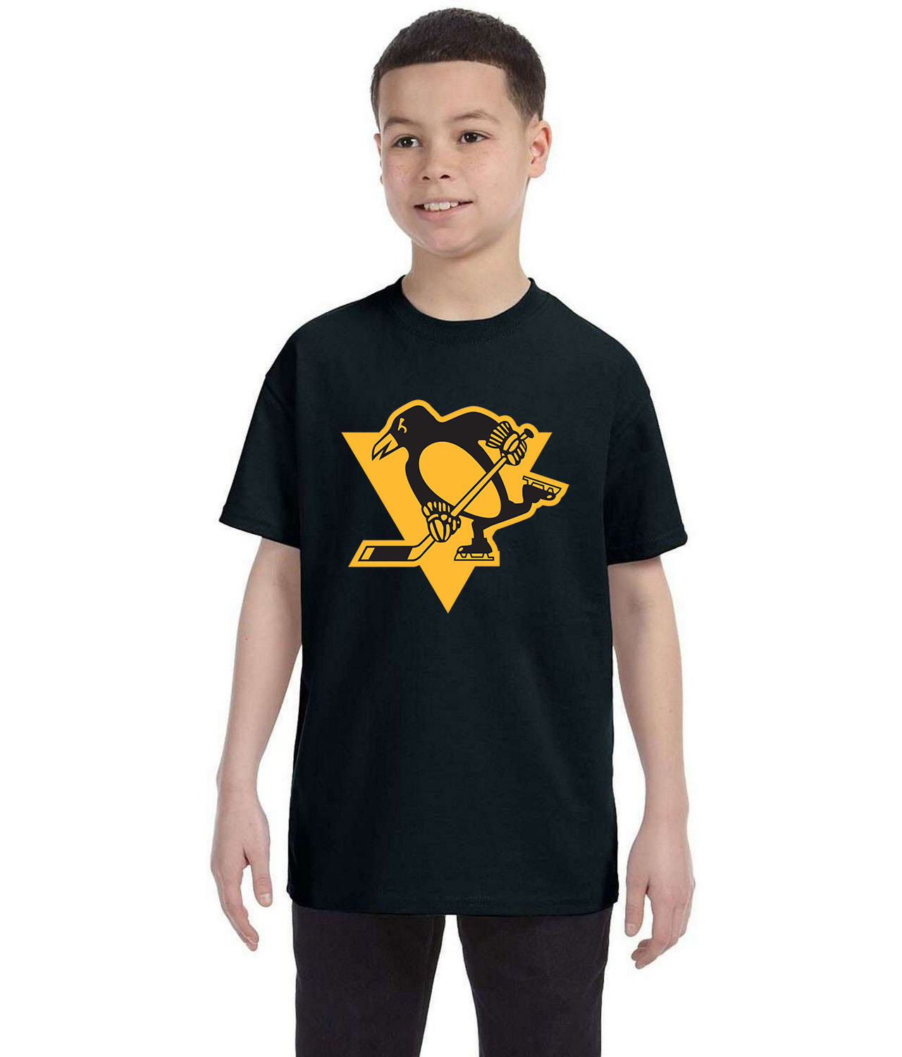 Pittsburgh Penguins 2019 Stadium Series Team Hockey Logo Symbol Emblem Customized Design on Youth T-Shirt Tee