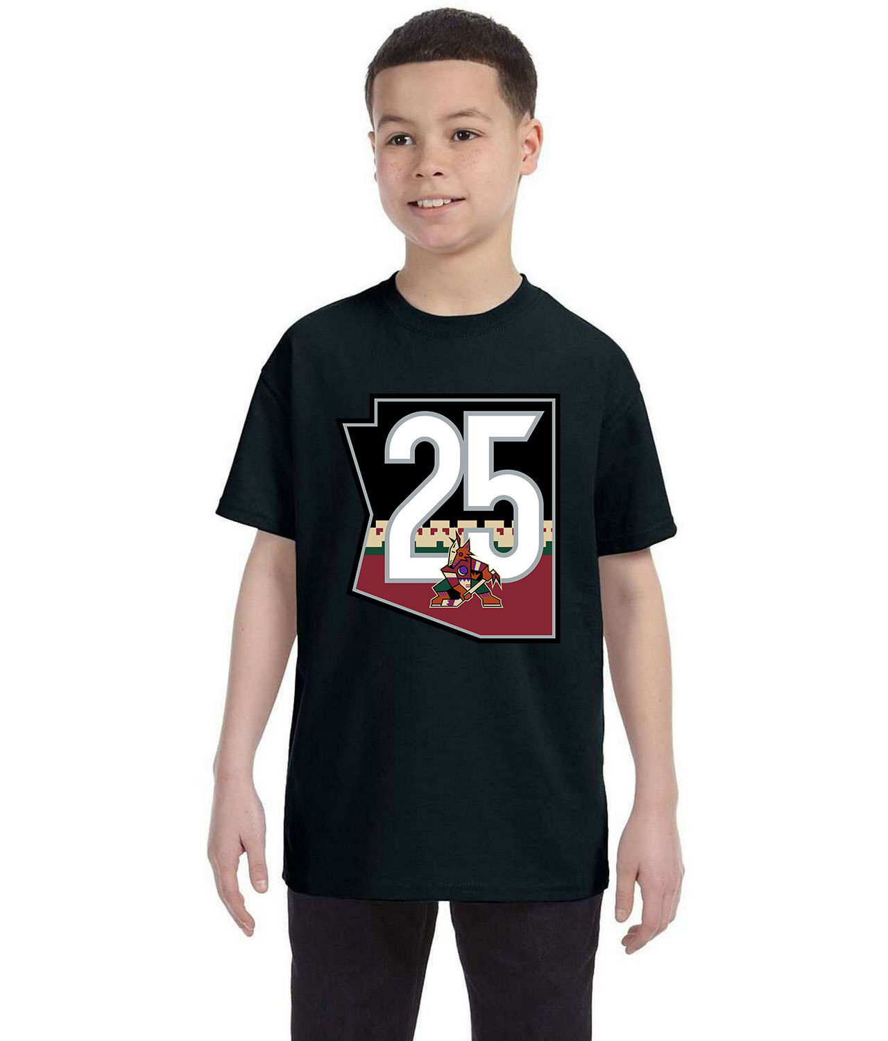 Arizona Phoenix Coyotes 25th Anniversary 2020 Hockey Logo Symbol Emblem Customized Design on Youth T-Shirt Tee