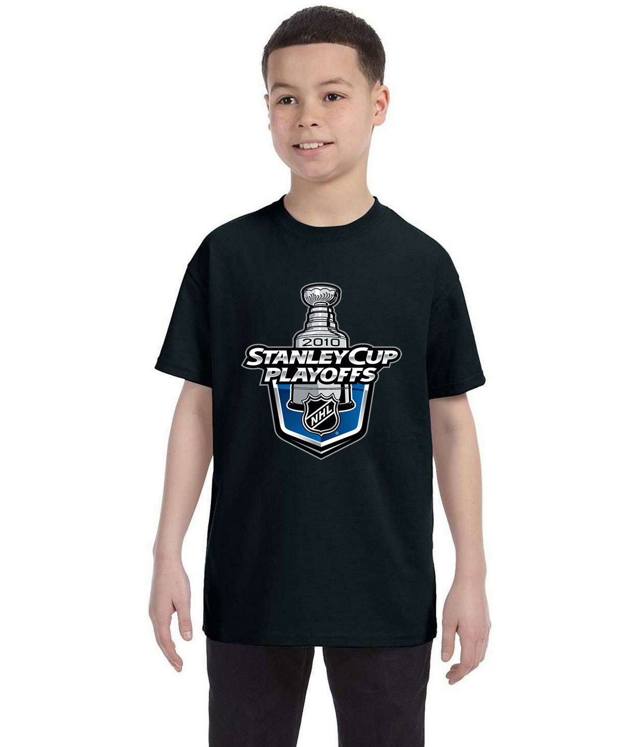 2010 NHL Stanley Cup Playoffs Hockey Logo Symbol Emblem Customized Design on Youth T-Shirt Tee