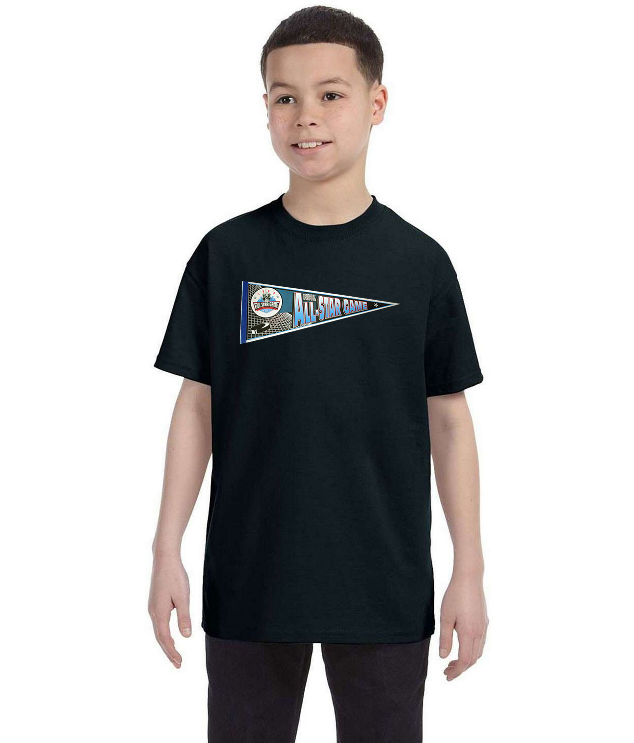1994 NHL All-Star Game Pennant - New York Rangers Hockey Logo Symbol Emblem Customized Design on Youth T-Shirt Tee