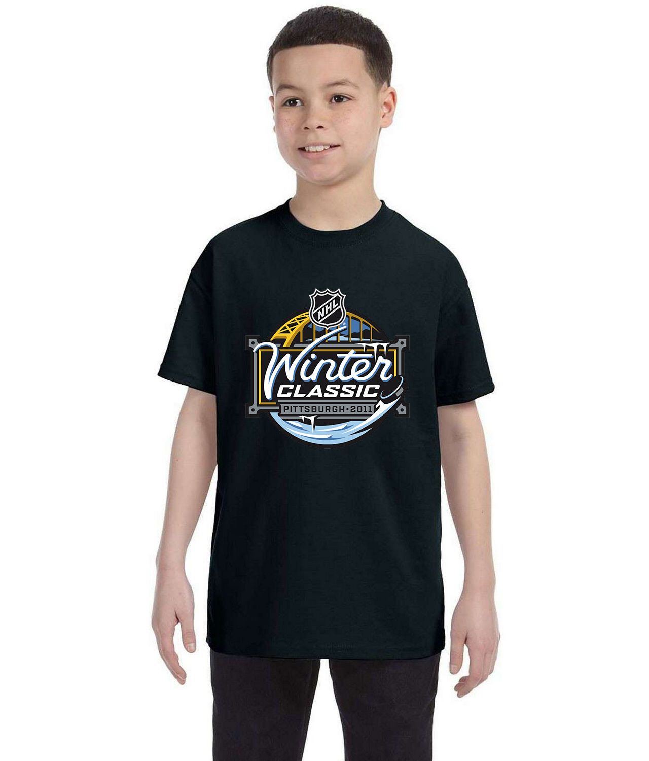 NHL Winter Classic Alternate 2010-11 Hockey Logo Symbol Emblem Customized Design on Youth T-Shirt Tee