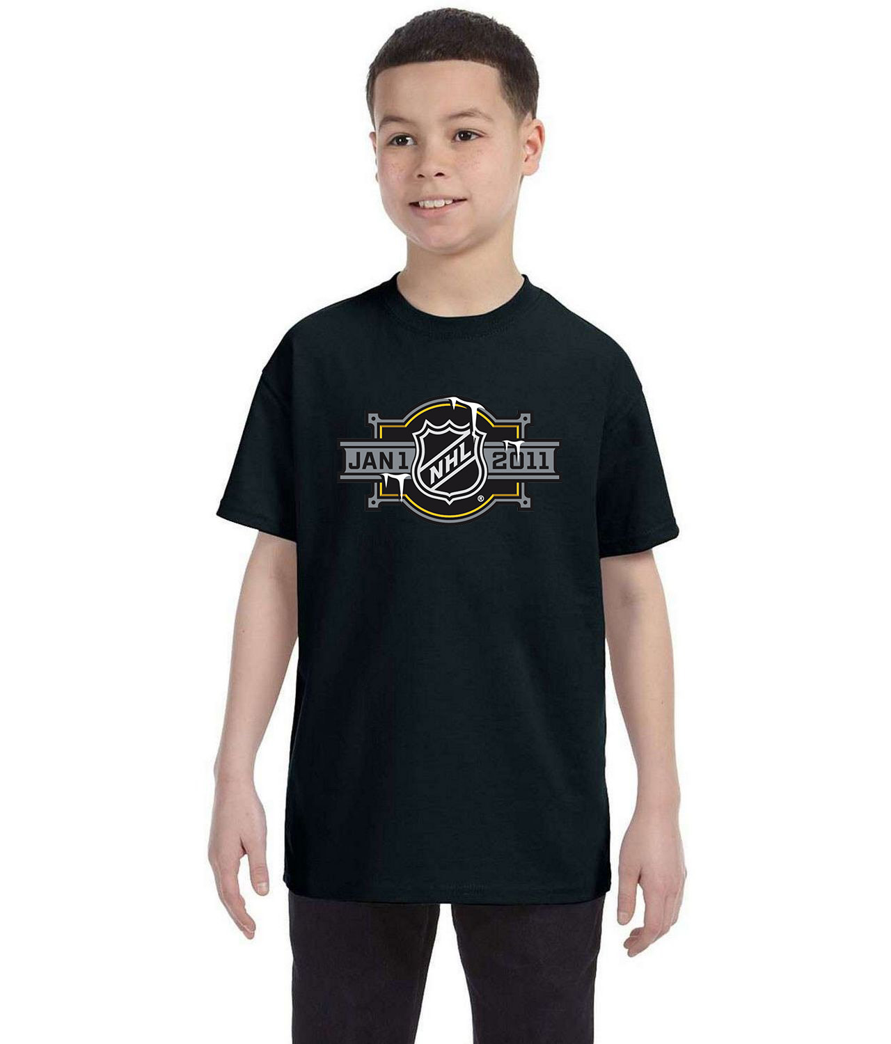 NHL Winter Classic Jan 1 2011 Alternate Hockey Logo Symbol Emblem Customized Design on Youth T-Shirt Tee