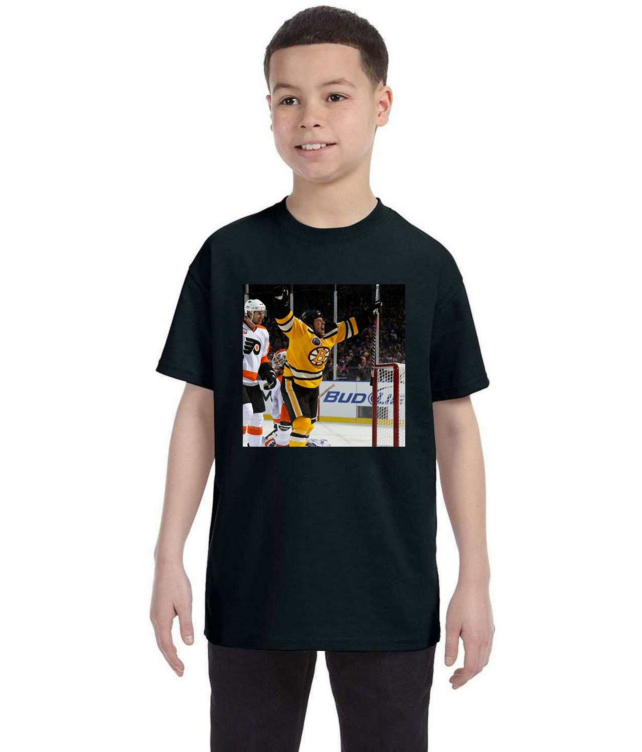 Marco Sturm Retro Boston Bruins 2010 NHL Winter Classic Hockey Logo Symbol Emblem Customized Design on Youth T-Shirt Tee