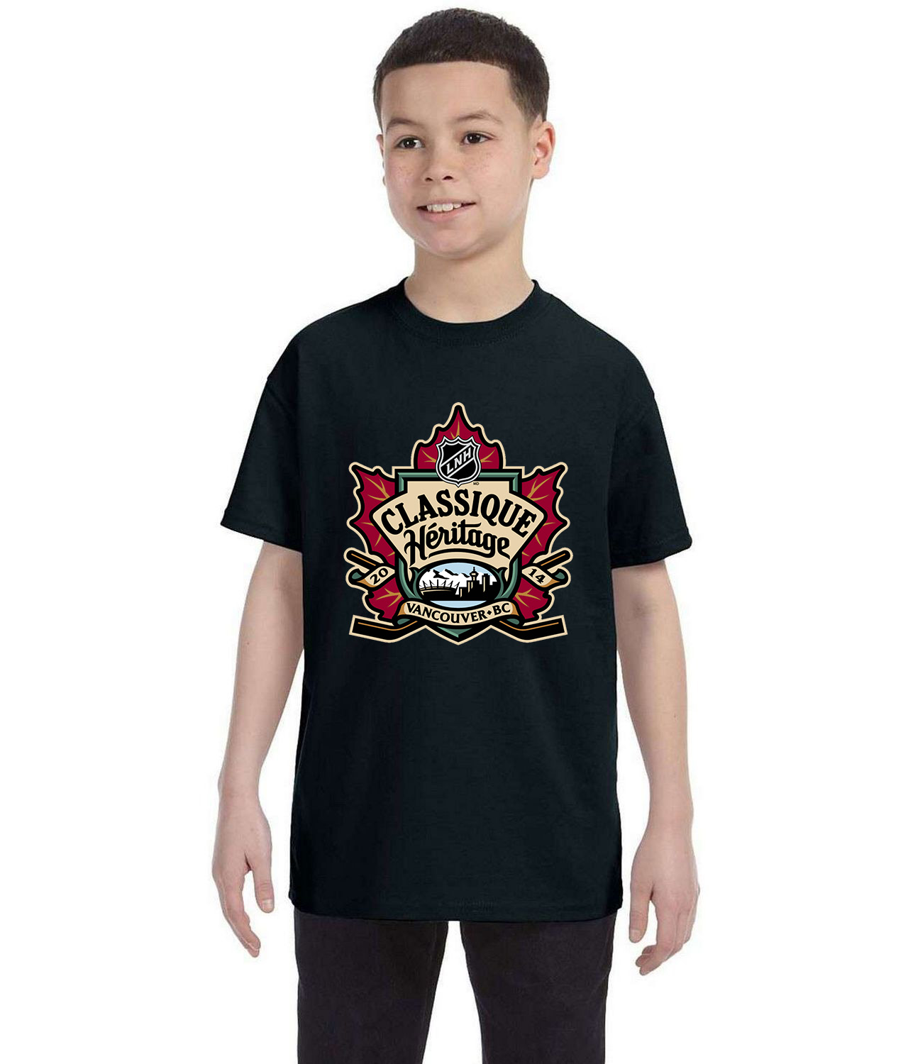 NHL Heritage Classic - LNH 2013-2014 Hockey Logo Symbol Emblem Customized Design on Youth T-Shirt Tee