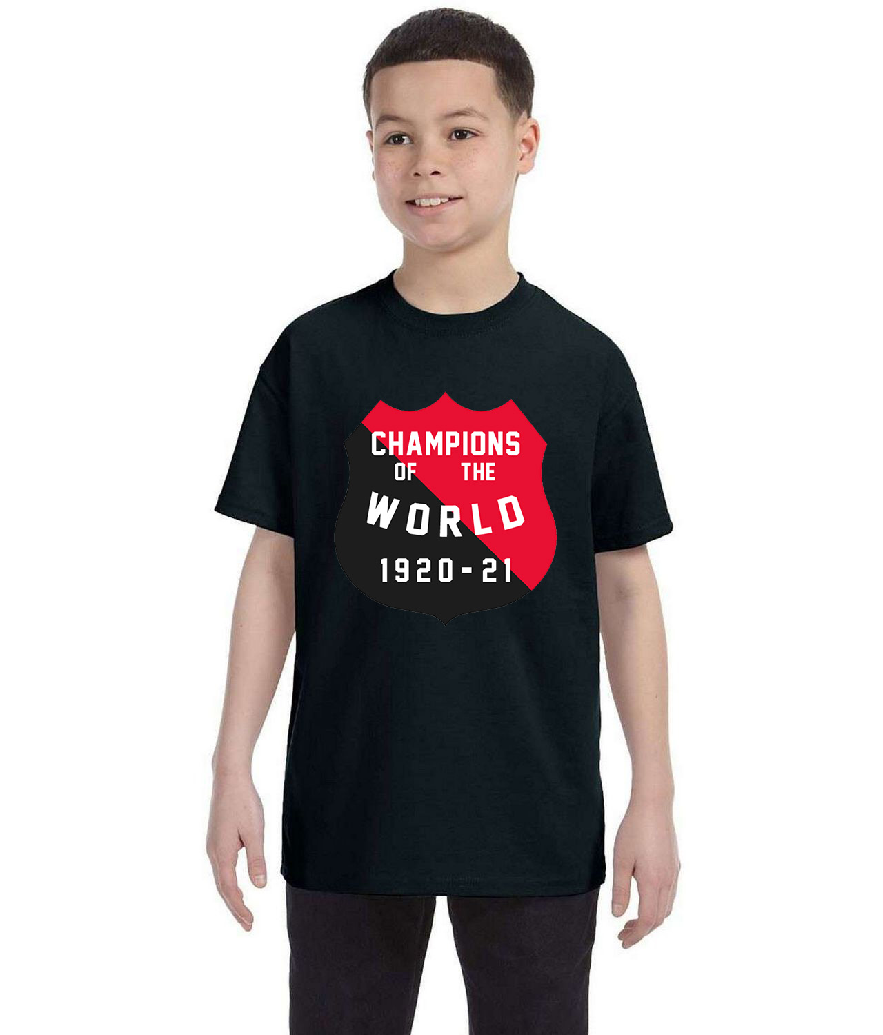 Ottawa Senators World's Champs (Stanley Cup) 1920-21 Hockey Logo Symbol Emblem Customized Design on Youth T-Shirt Tee