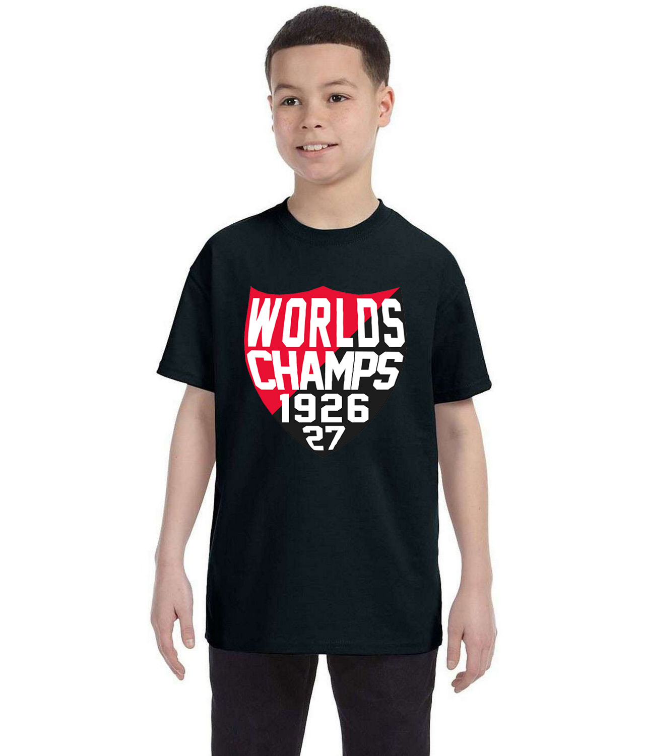 Ottawa Senators 1926-27 World's Champs (Stanley Cup) Shield Hockey Logo Symbol Emblem Customized Design on Youth T-Shirt Tee