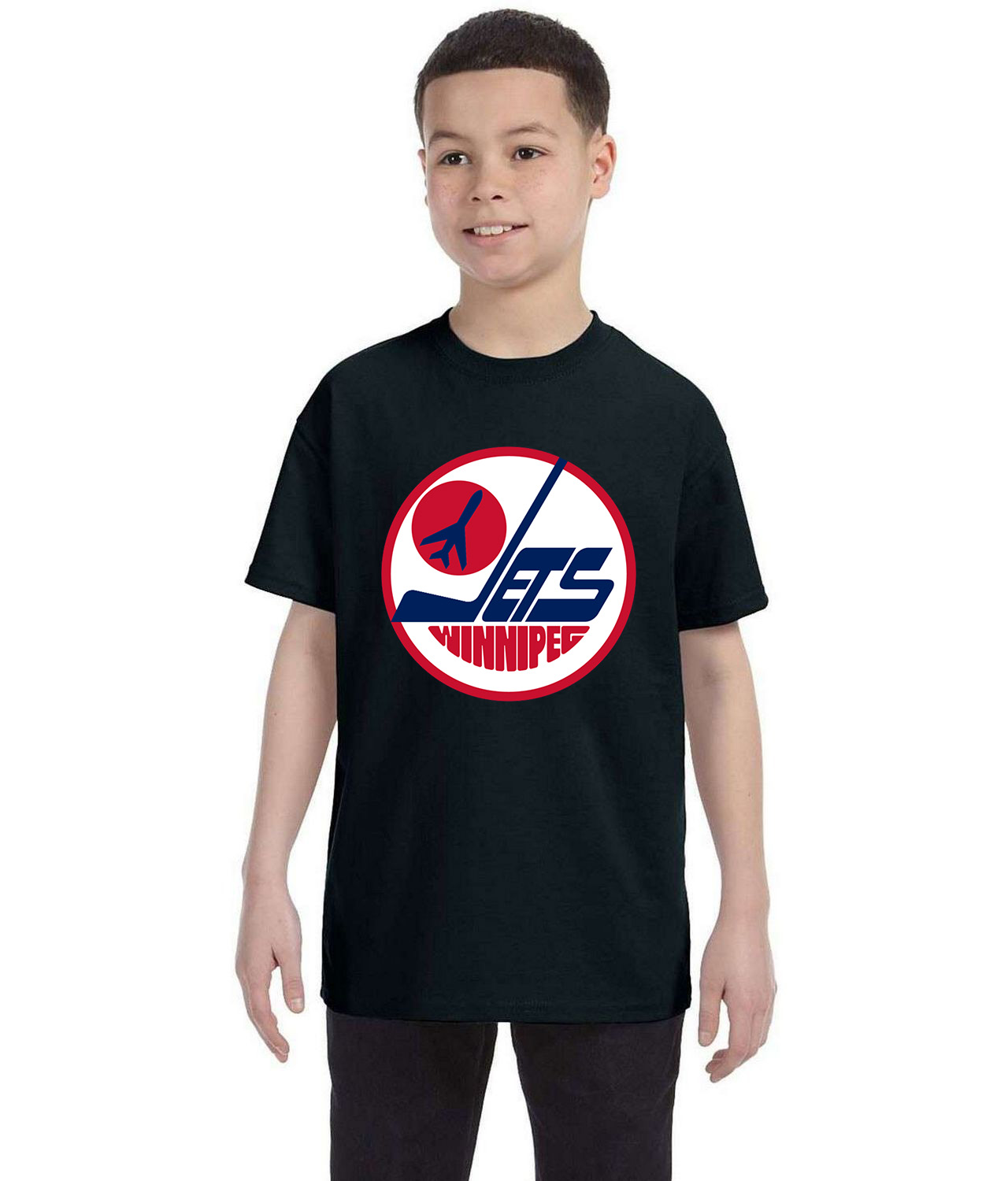 Winnipeg Jets Jersey 1979 Hockey Logo Symbol Emblem Customized Design on Youth T-Shirt Tee